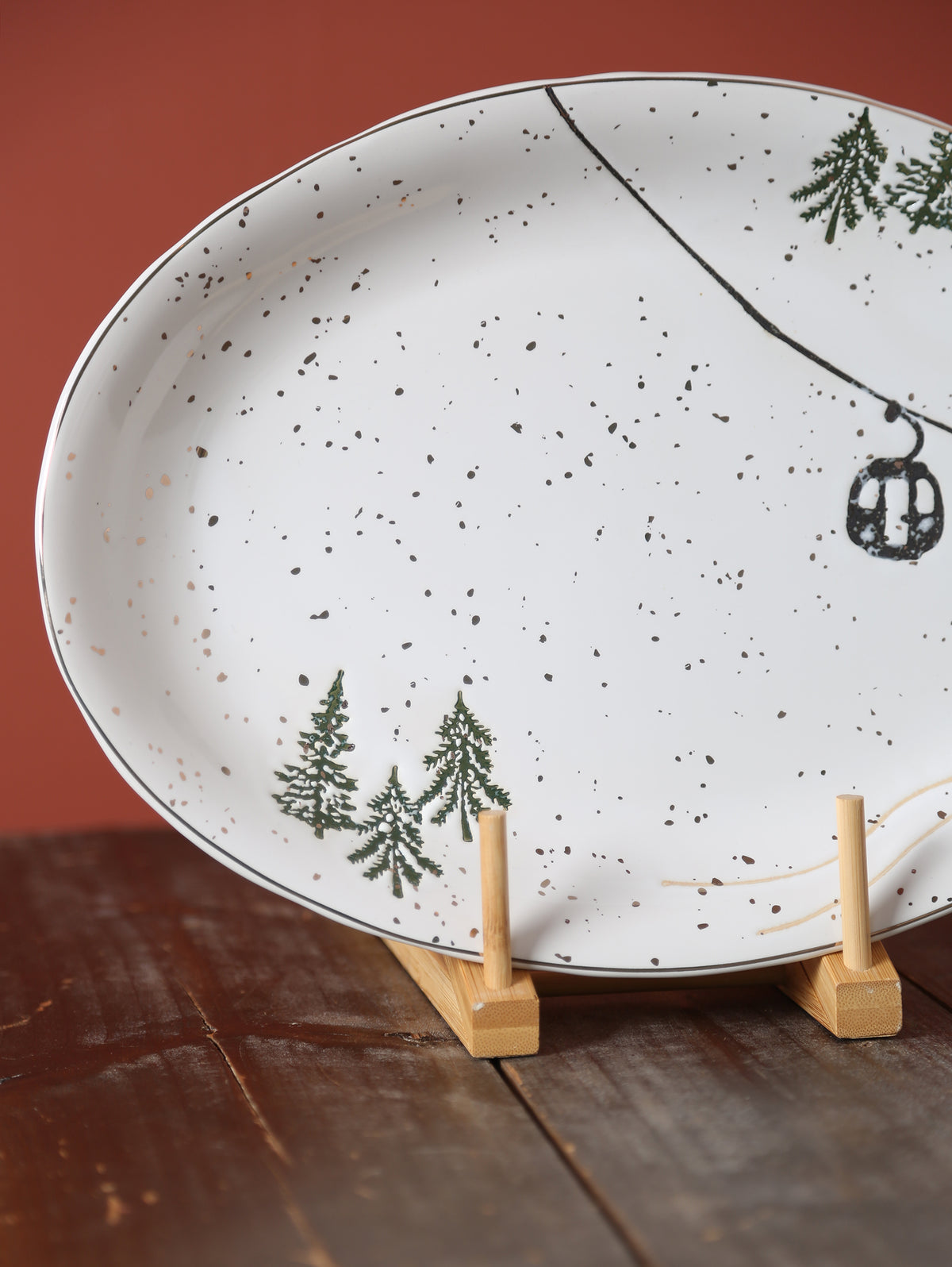 Snowy Ski Lift Platter