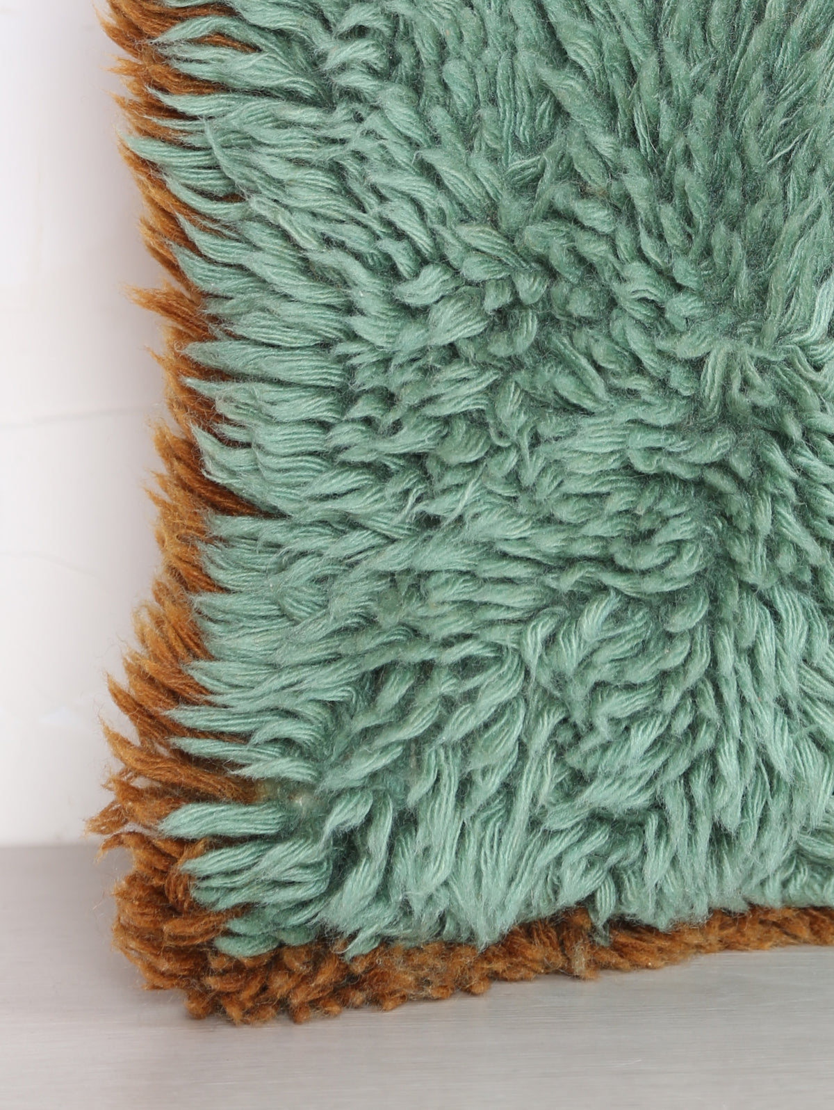 Natural Wool Cushion - Aqua, Caramel