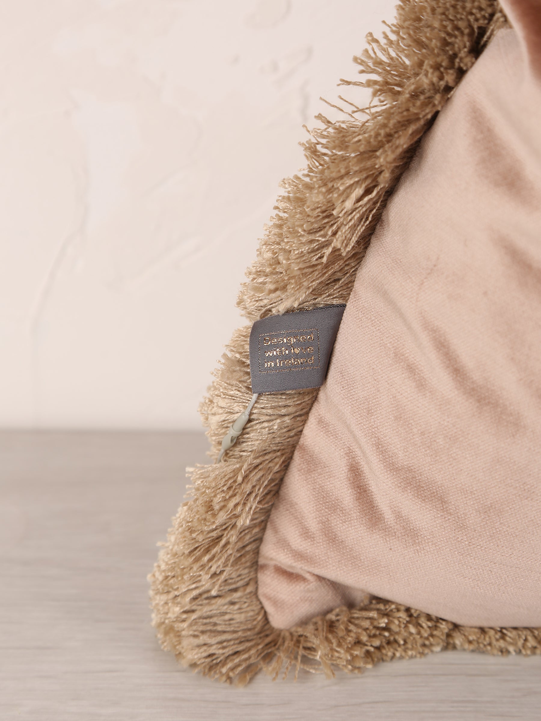 Elodie Velvet Fringed Cushion - Dusk Rose - 43 X 43cm