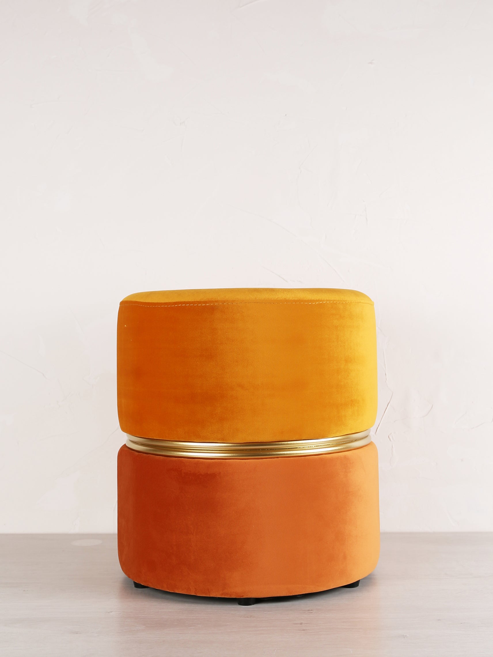 Sun Mustard Plush Velvet Bubbly Stool