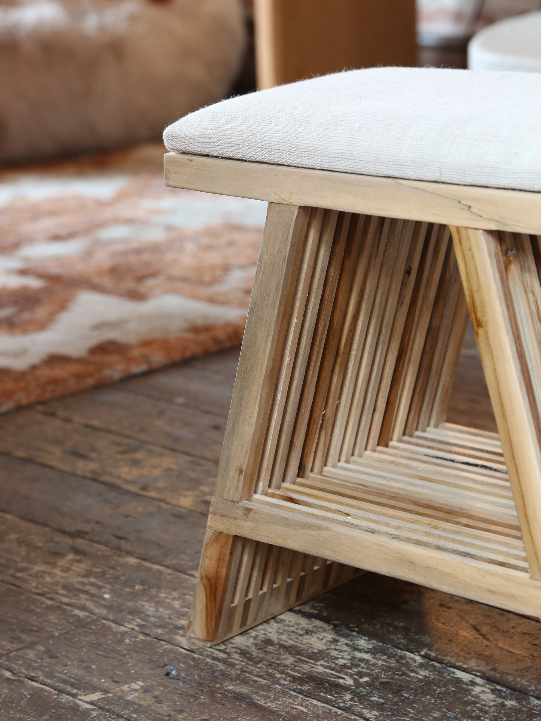 Djia Interlocking Teakwood Stool