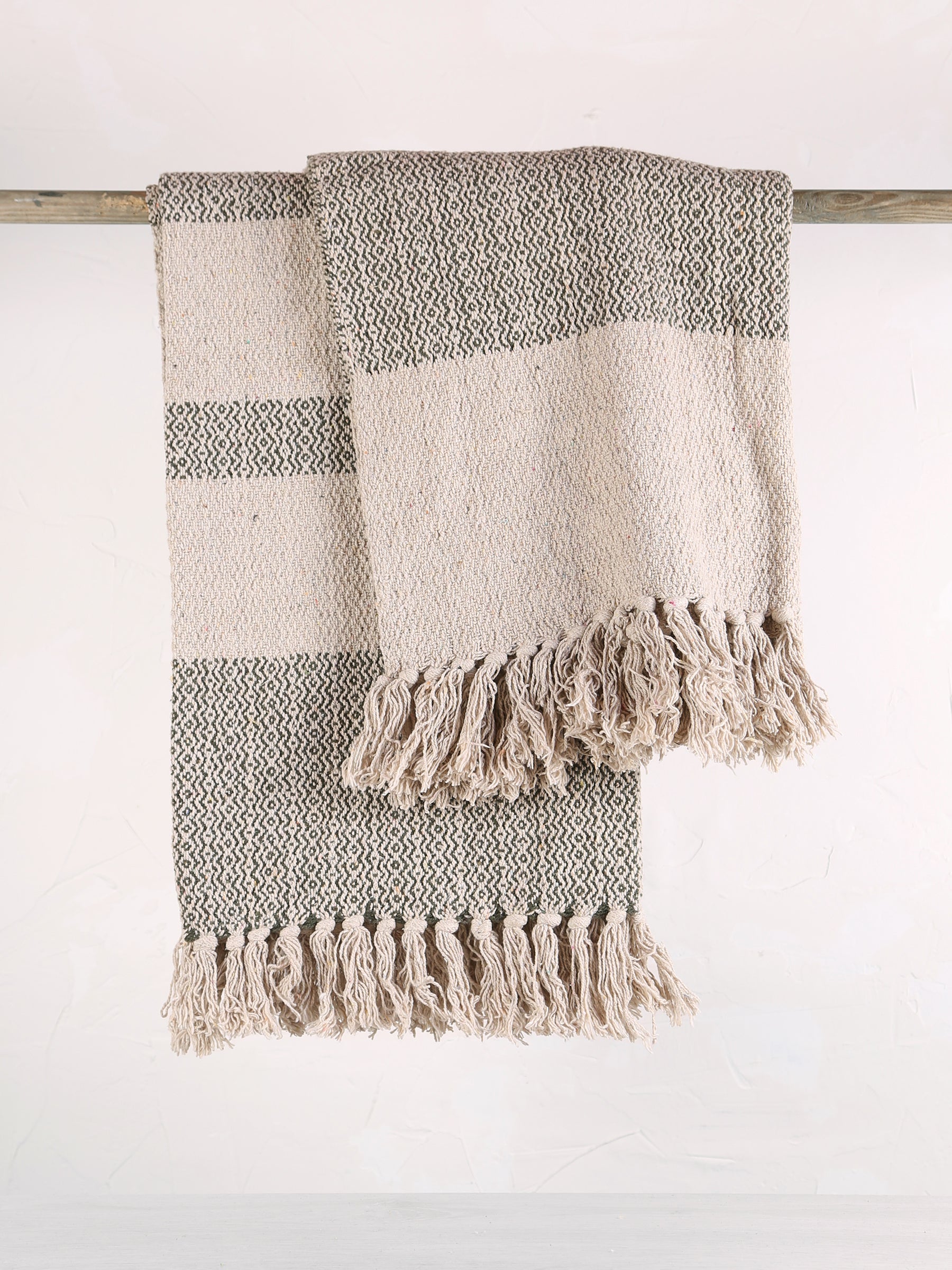 Fidan - Recycled Cotton Throw - Printed Green
