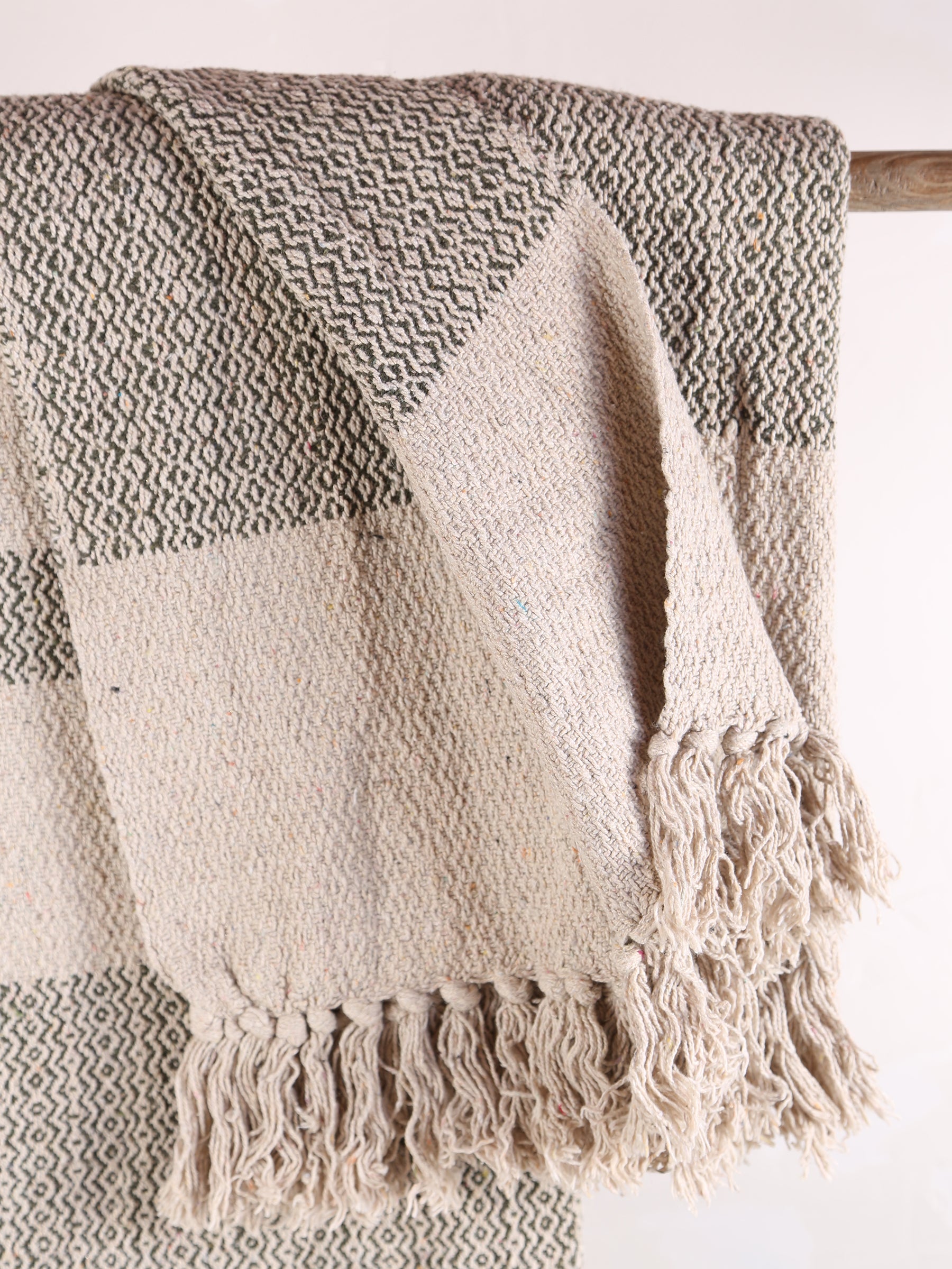 Fidan - Recycled Cotton Throw - Printed Green
