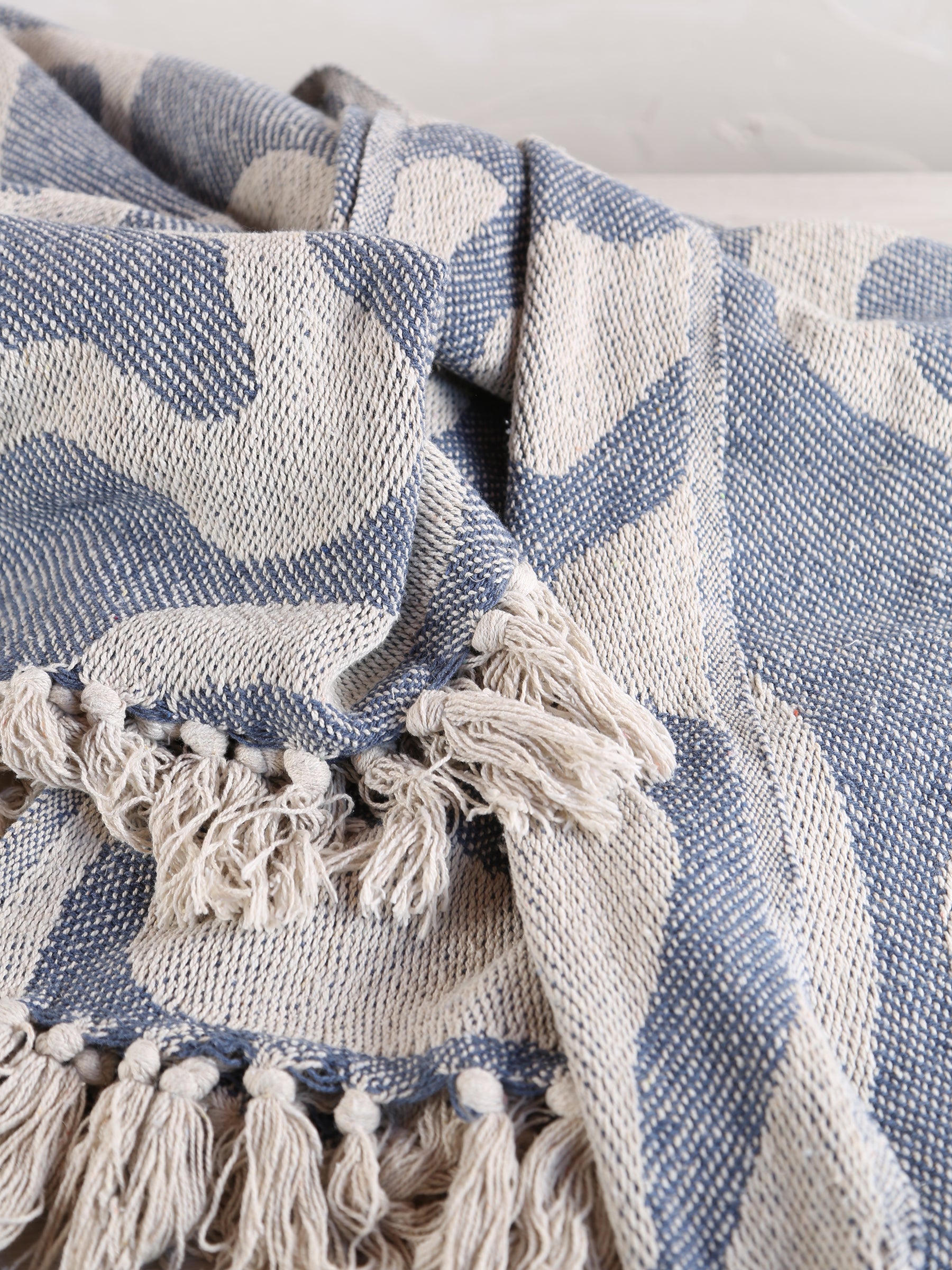 Tille - Printed Recycled Cotton Throw - Blue