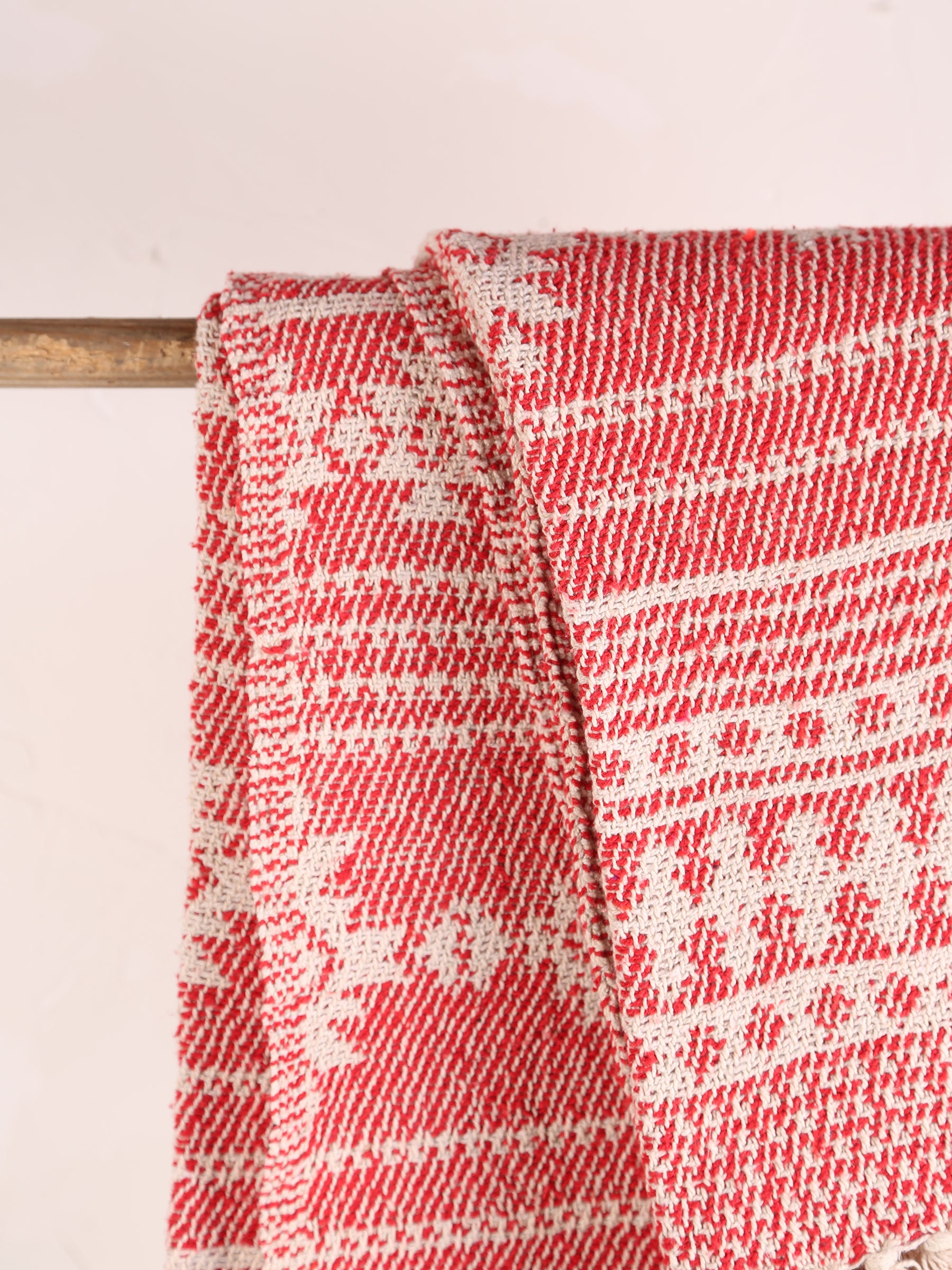 Oia Recycled Cotton Throw - Patterned Red