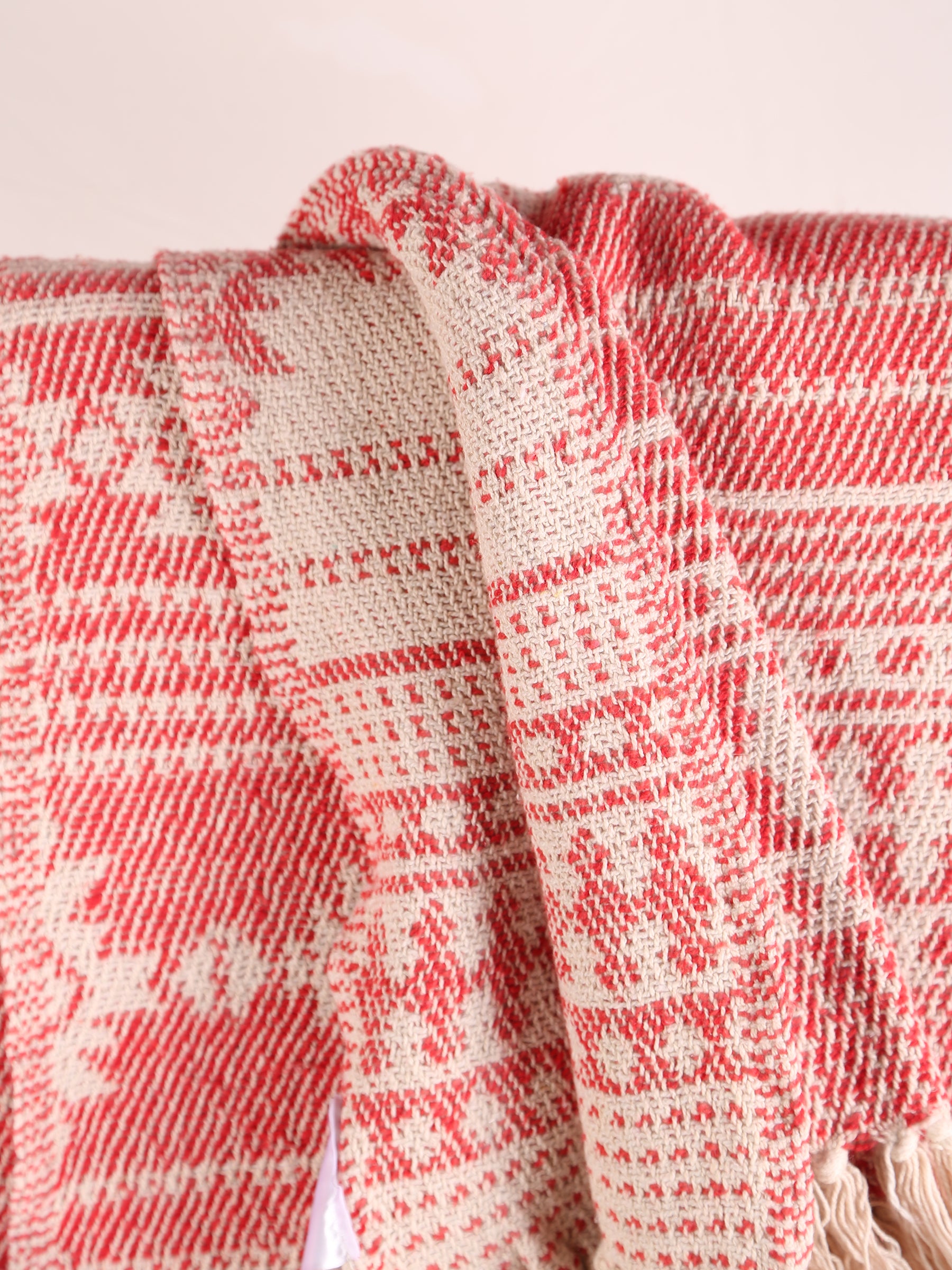 Oia Recycled Cotton Throw - Patterned Red