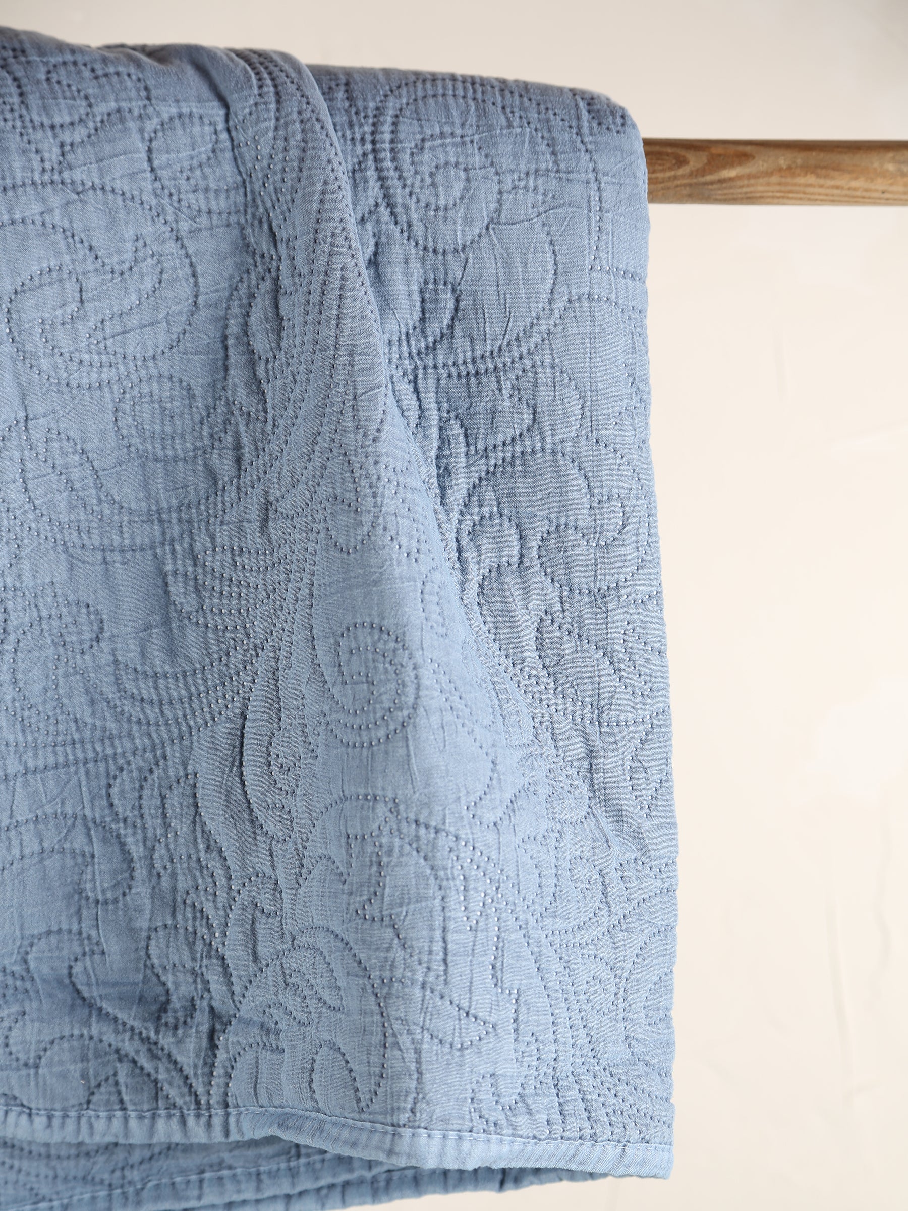 Isabelle Quilted Throw - Light Blue