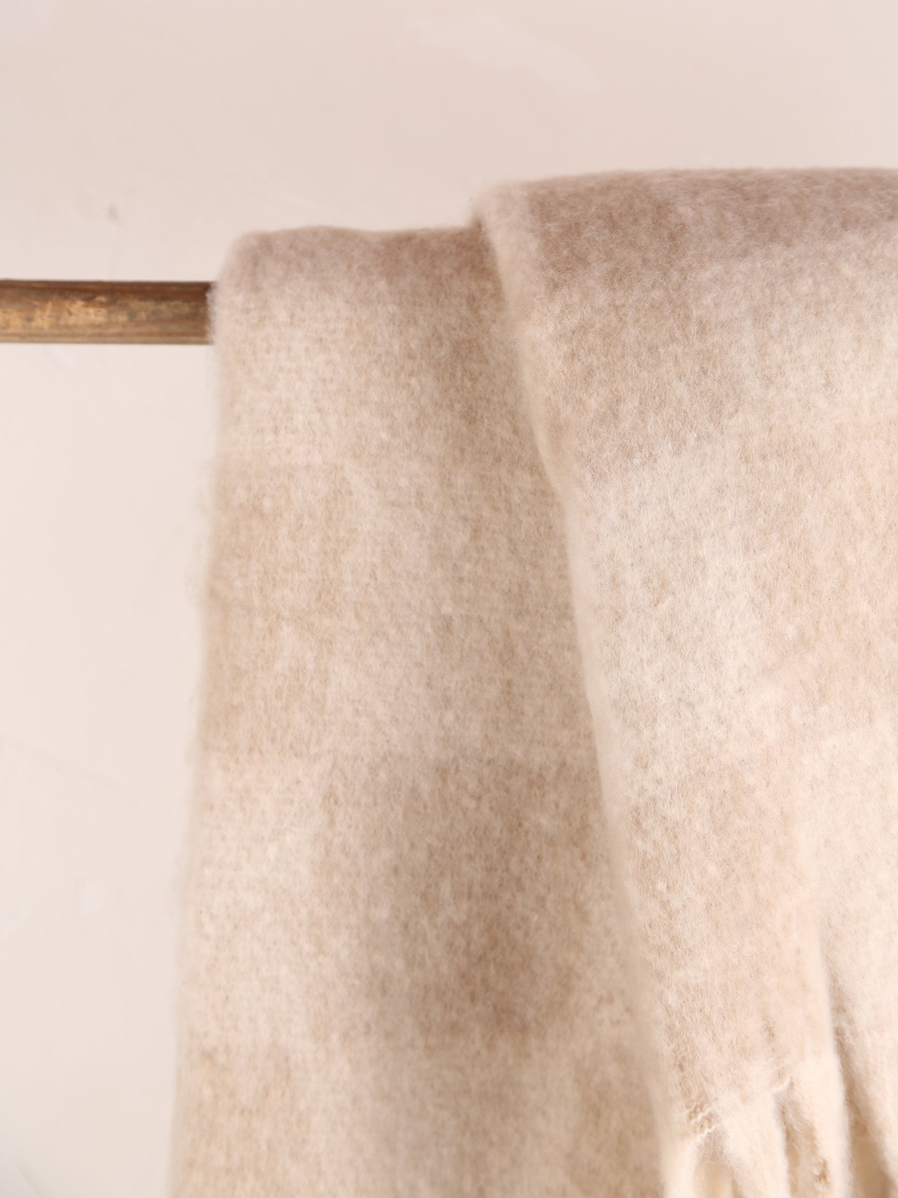 Isabel Recycled Checked Fringed Throw - Natural