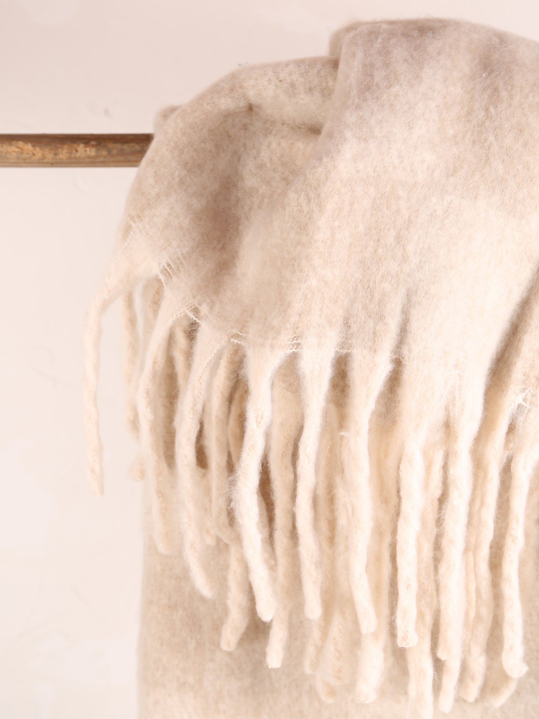 Isabel Recycled Checked Fringed Throw - Natural