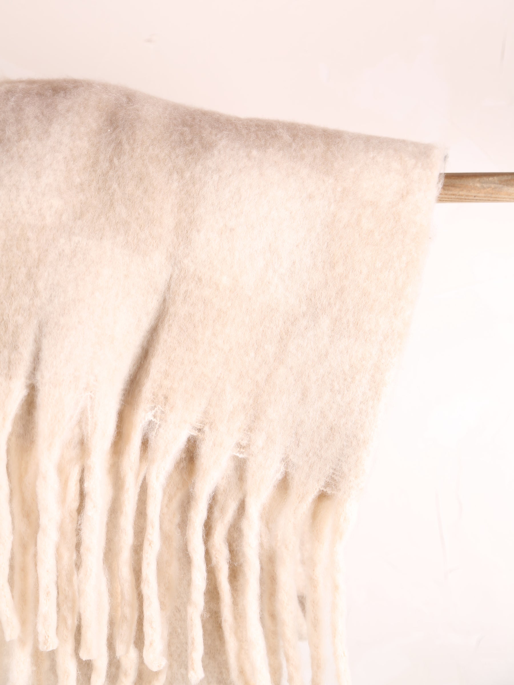 Isabel Recycled Checked Fringed Throw - Natural