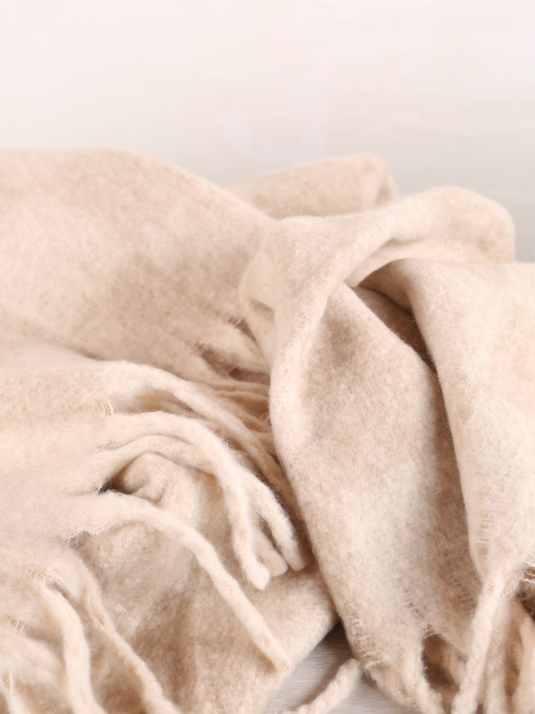 Isabel Recycled Checked Fringed Throw - Natural