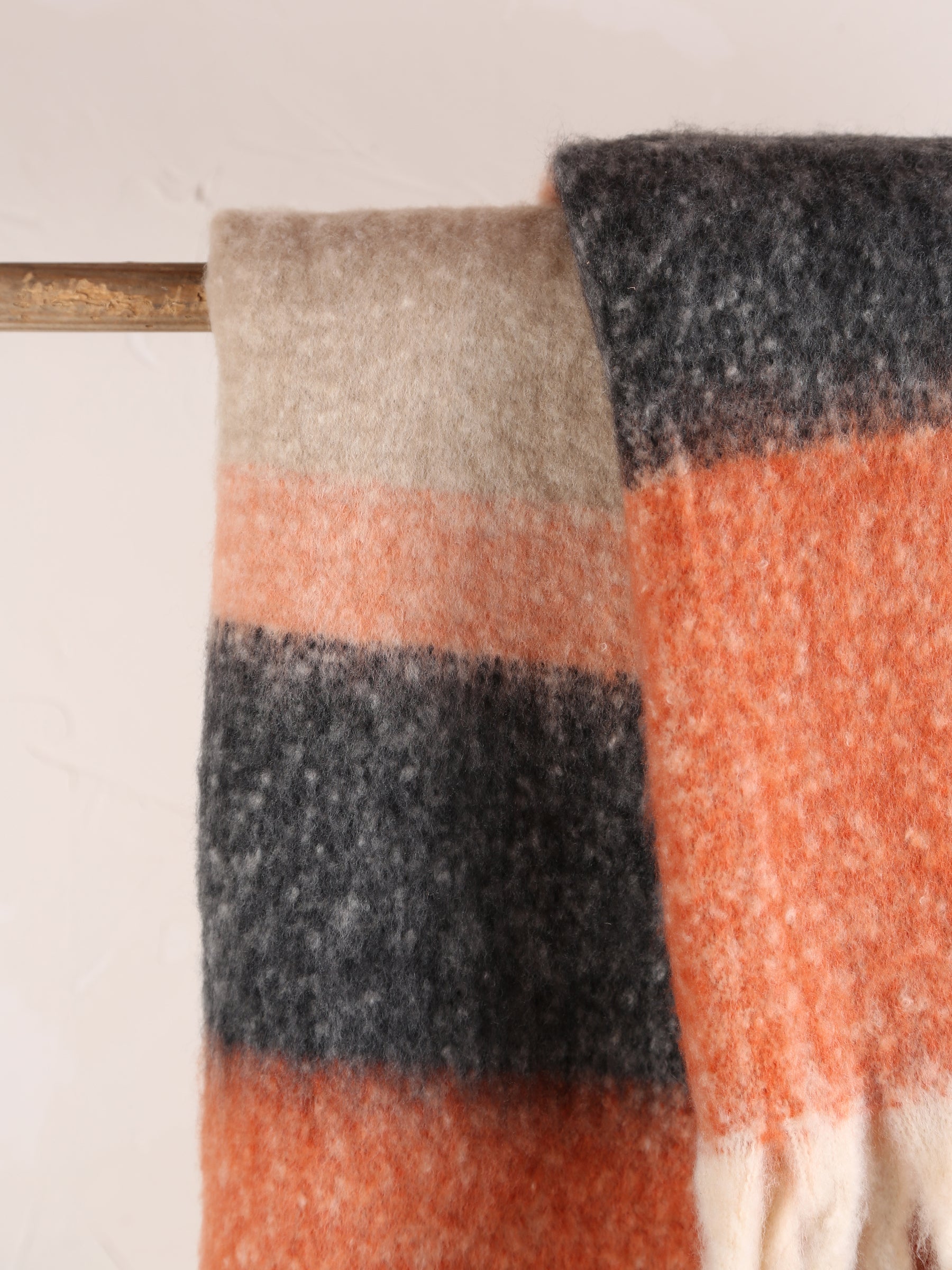 Isabel Recycled Fringed Stripe Throw - Chestnut