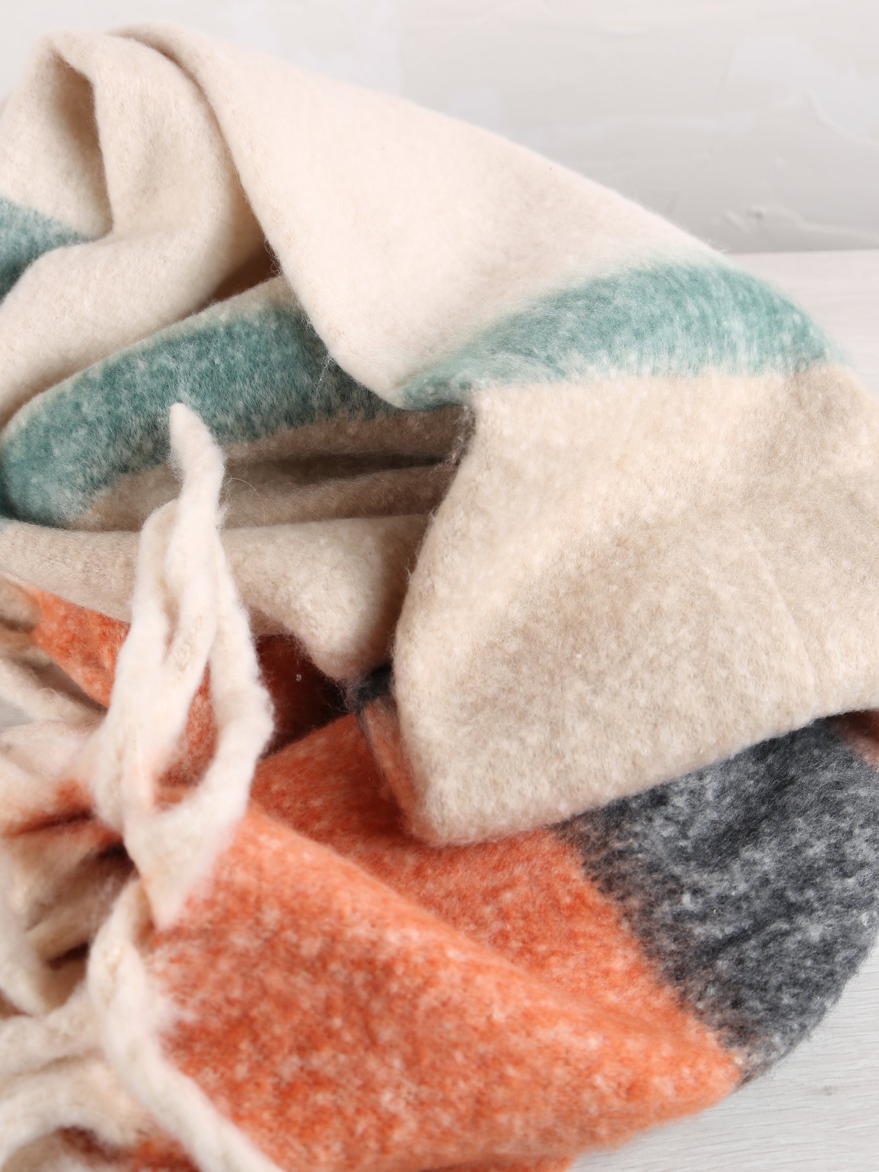 Isabel Recycled Fringed Stripe Throw - Chestnut