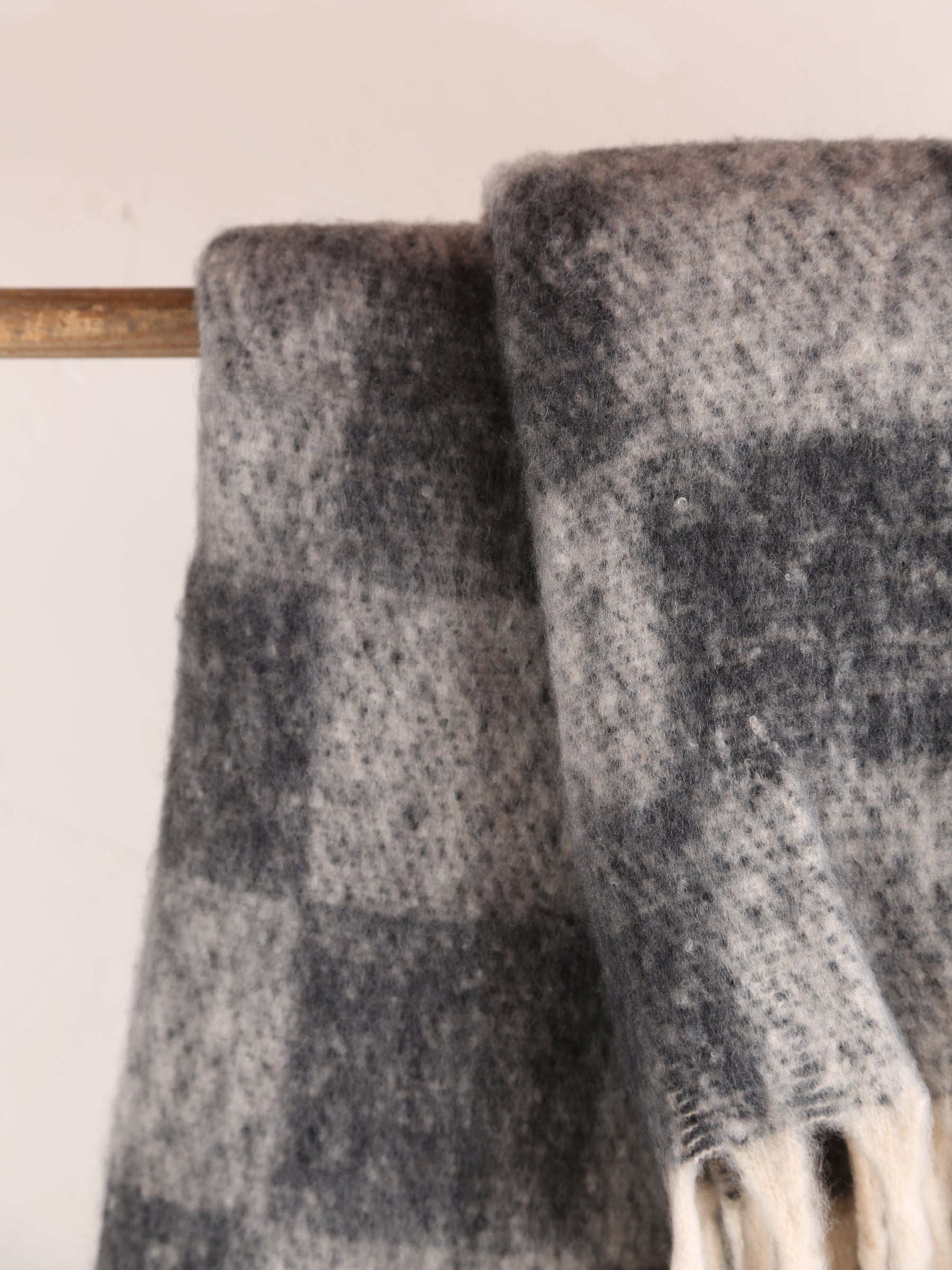 Isabel Recycled Checked Fringed Throw - Ardoise