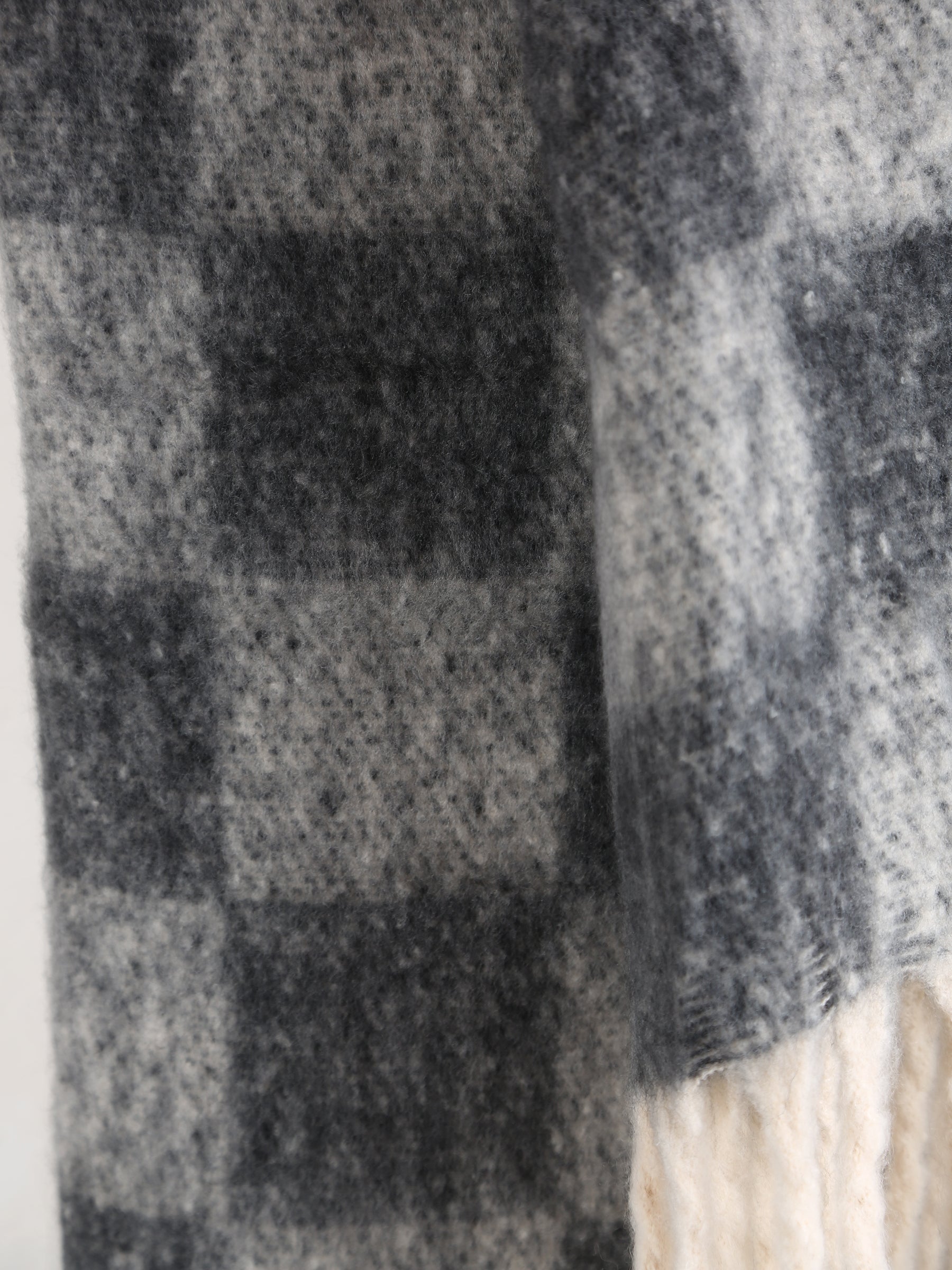 Isabel Recycled Checked Fringed Throw - Ardoise