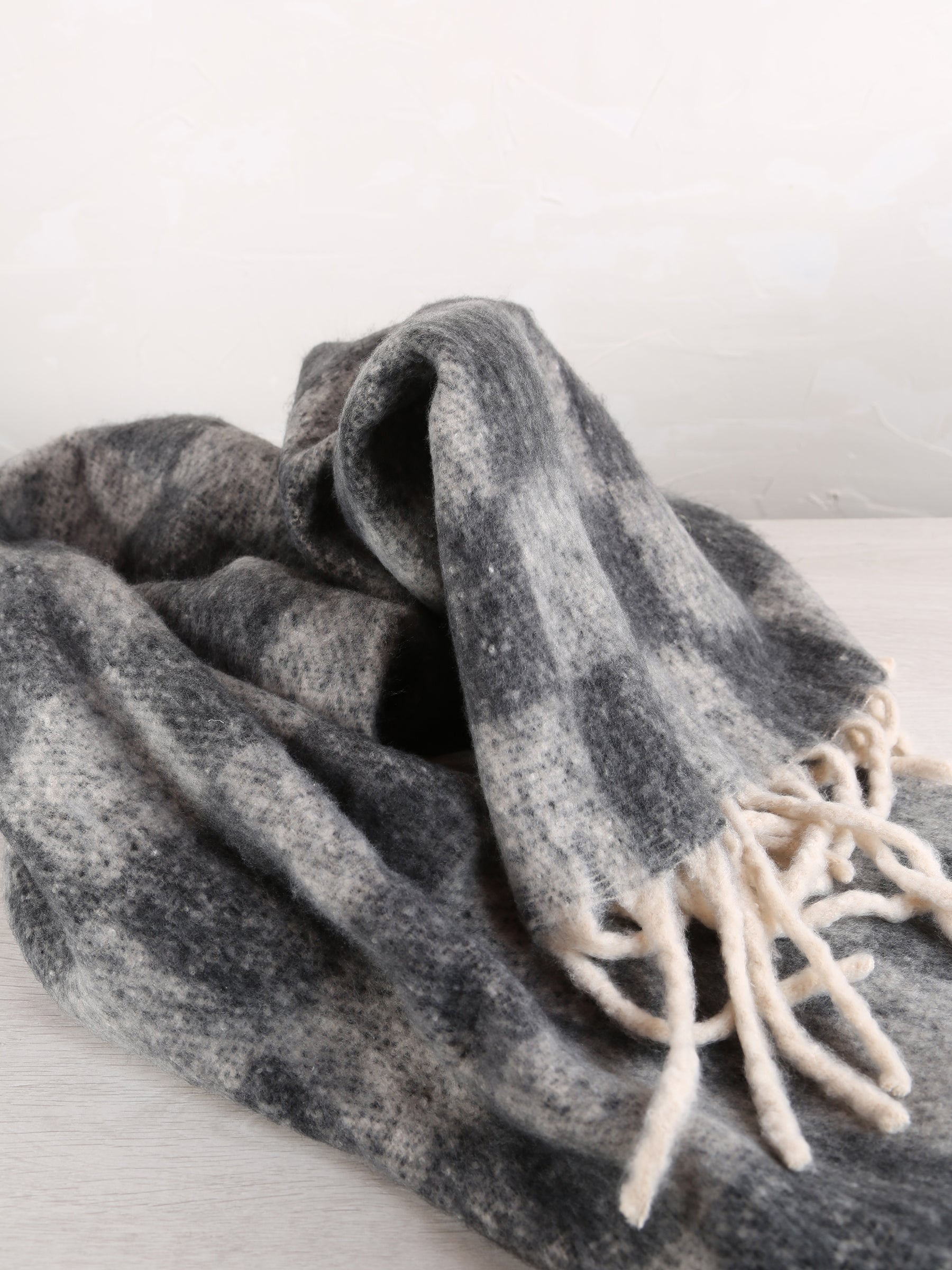 Isabel Recycled Checked Fringed Throw - Ardoise