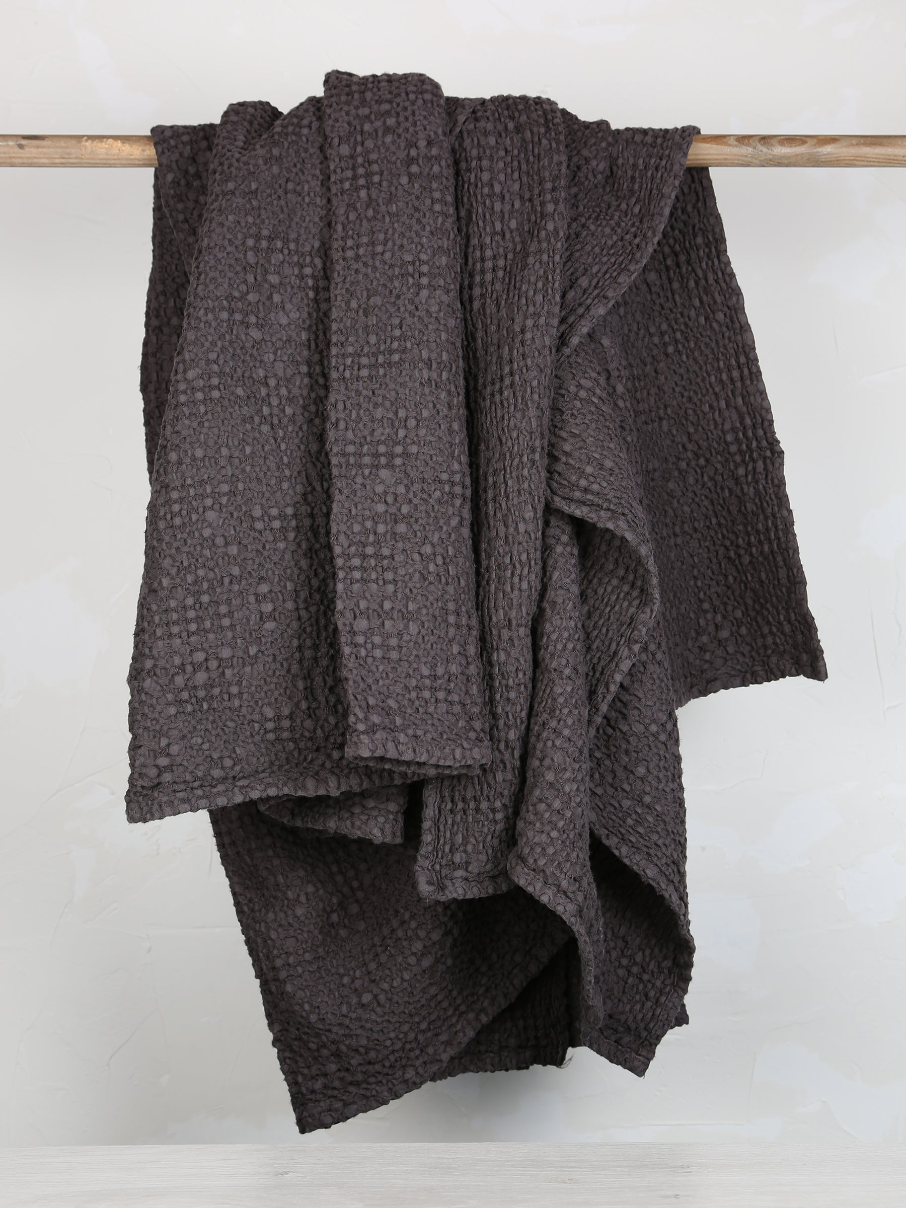 Stonewashed Cotton Tana Bedspread Throw - Carbone - 3 Sizes Available