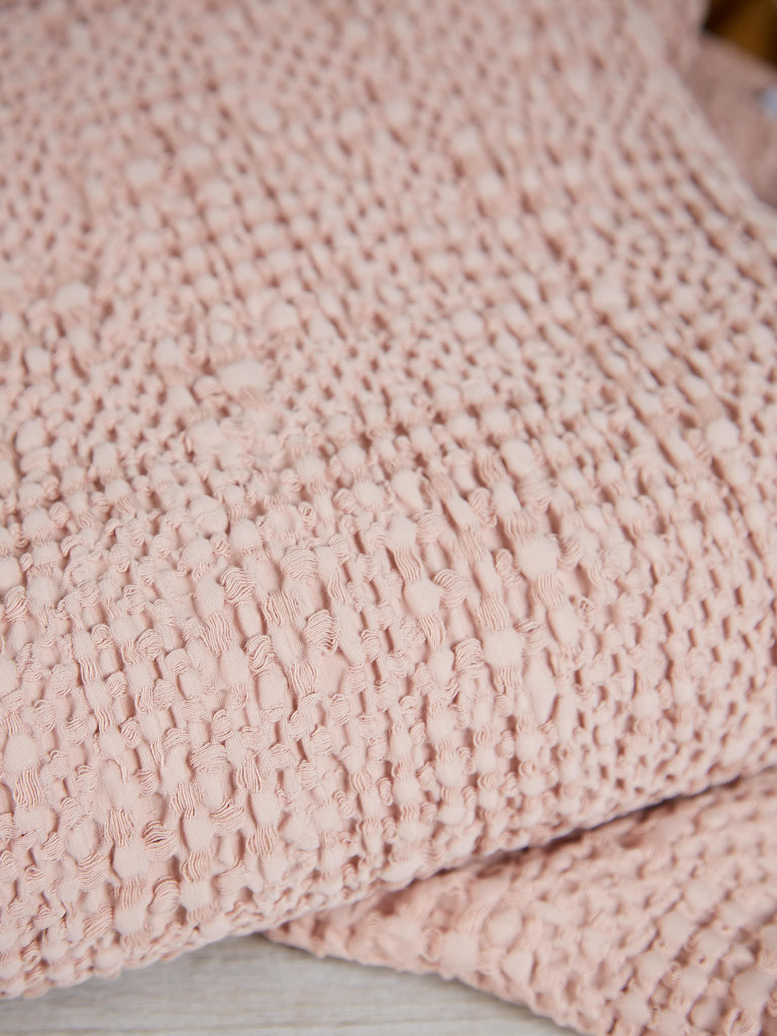 Stonewashed Cotton Tana Bedspread Throw - Aubepine Pink - 3 Sizes