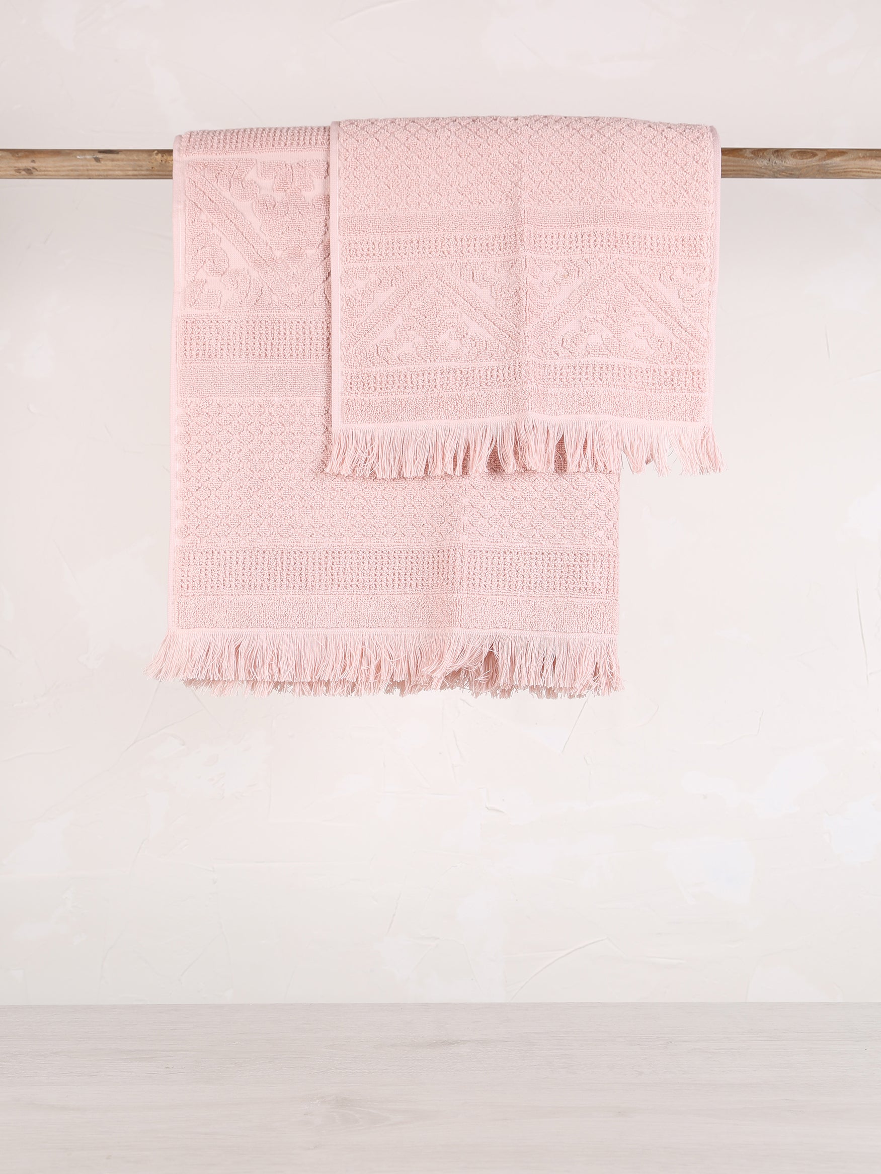 Embossed Jacquard Towel in Aubepine Pale Pink - 4 Sizes Available