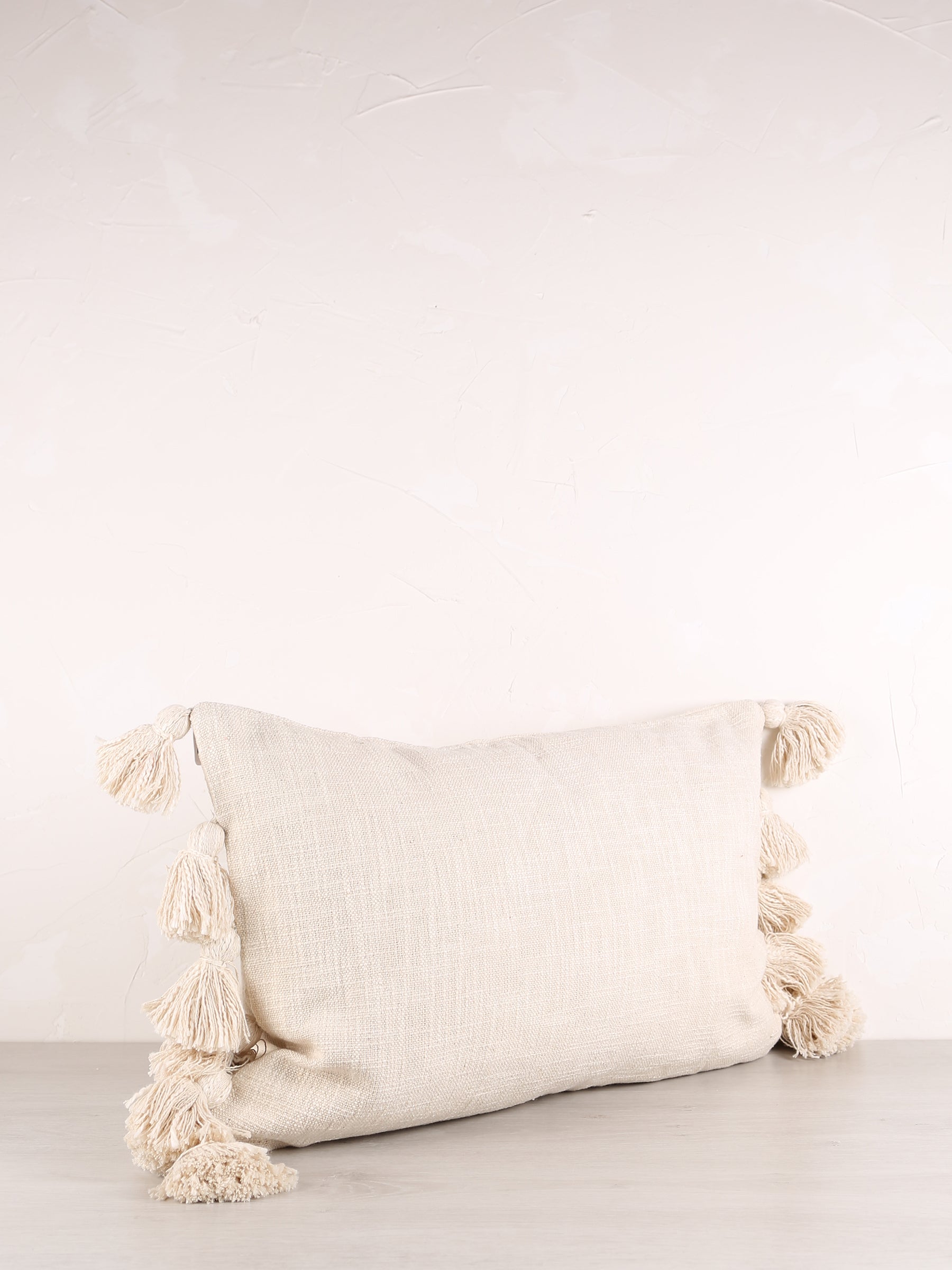 Woven Cushion With Tassels - Ecru White - 2 Sizes Available