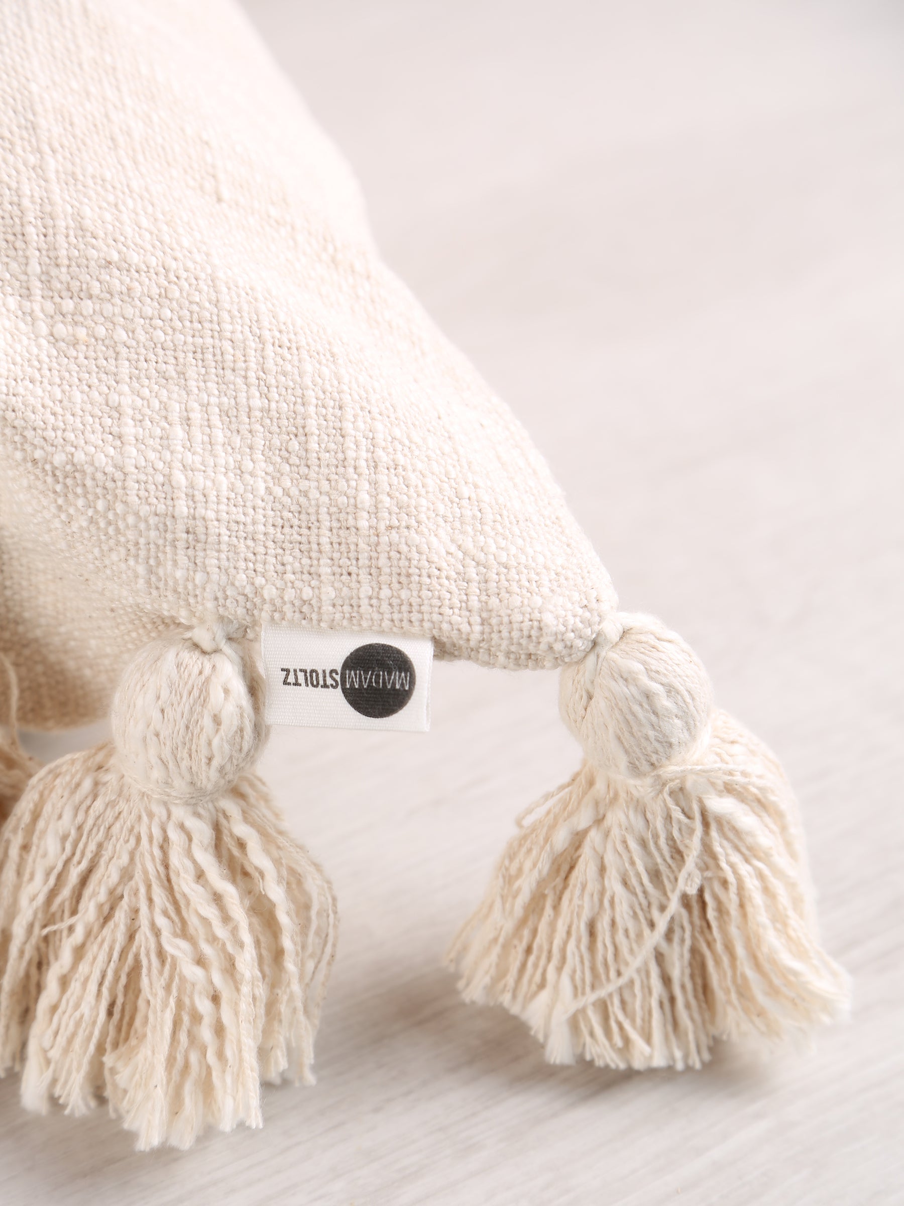 Woven Cushion With Tassels - Ecru White - 2 Sizes Available