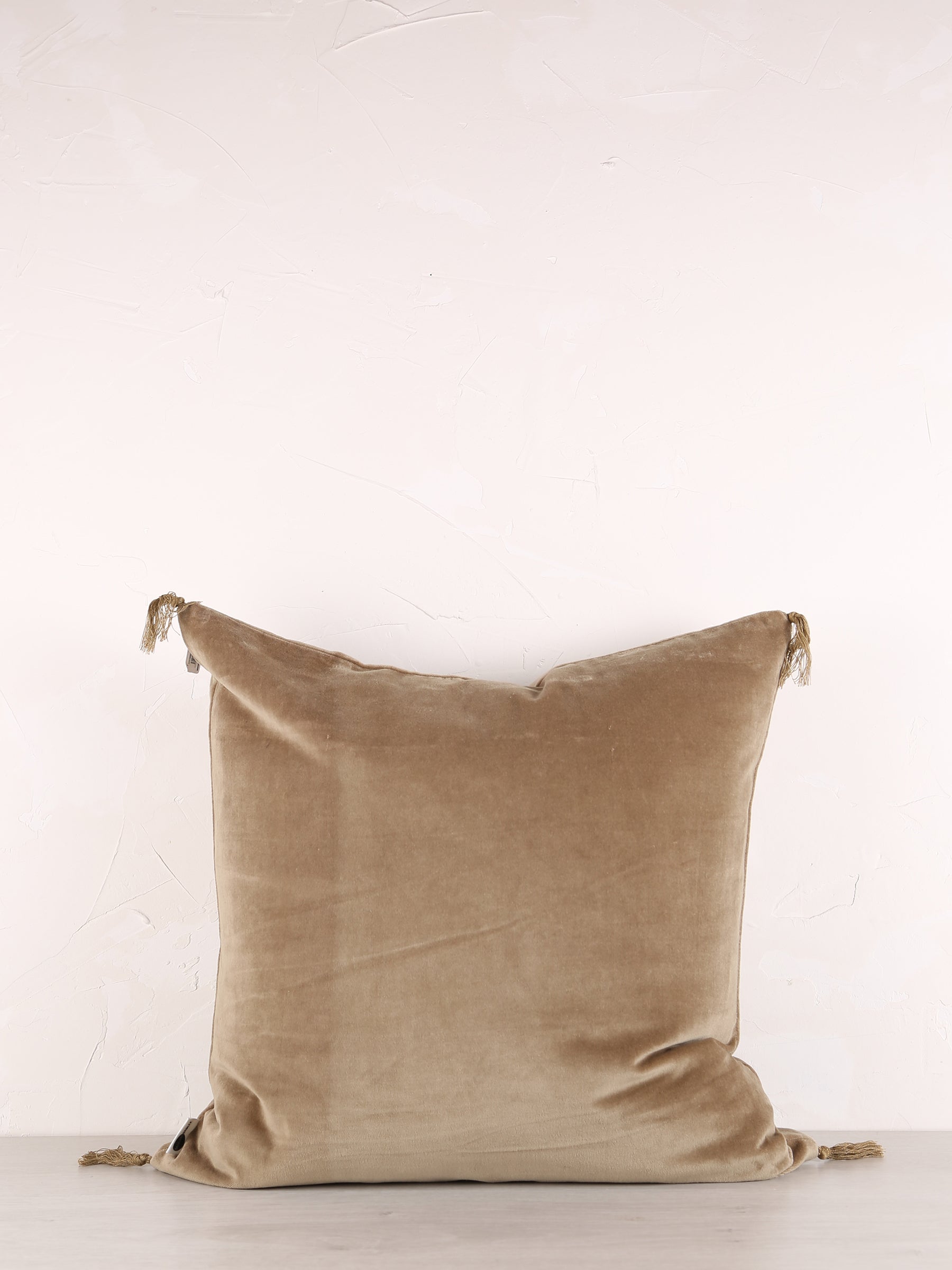 Velvet Tassel Cushion - 50x50cm - Khaki