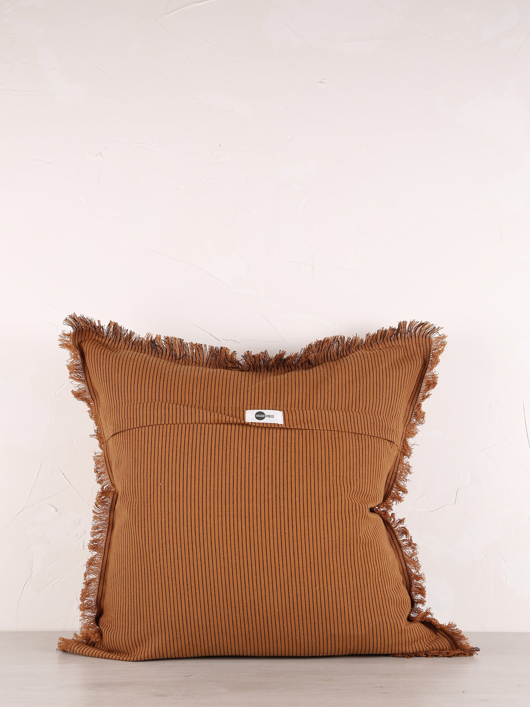 Laurel Striped Cushion - Sugar Orange, Black - 50x50cm