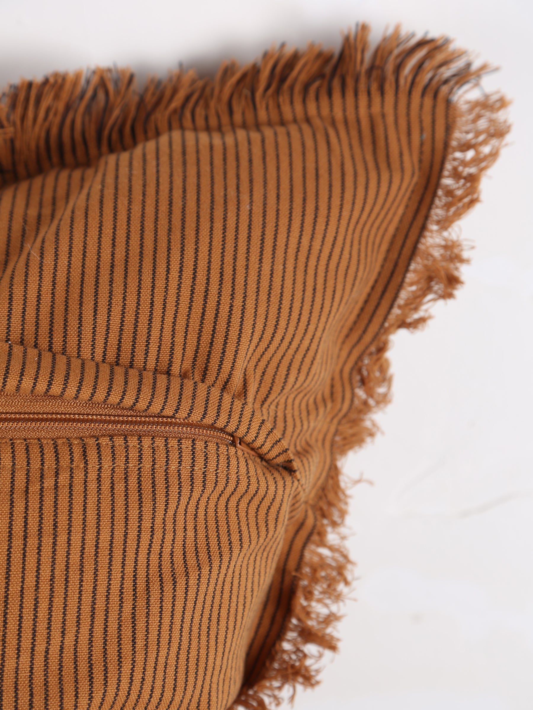 Laurel Striped Cushion - Sugar Orange, Black - 50x50cm