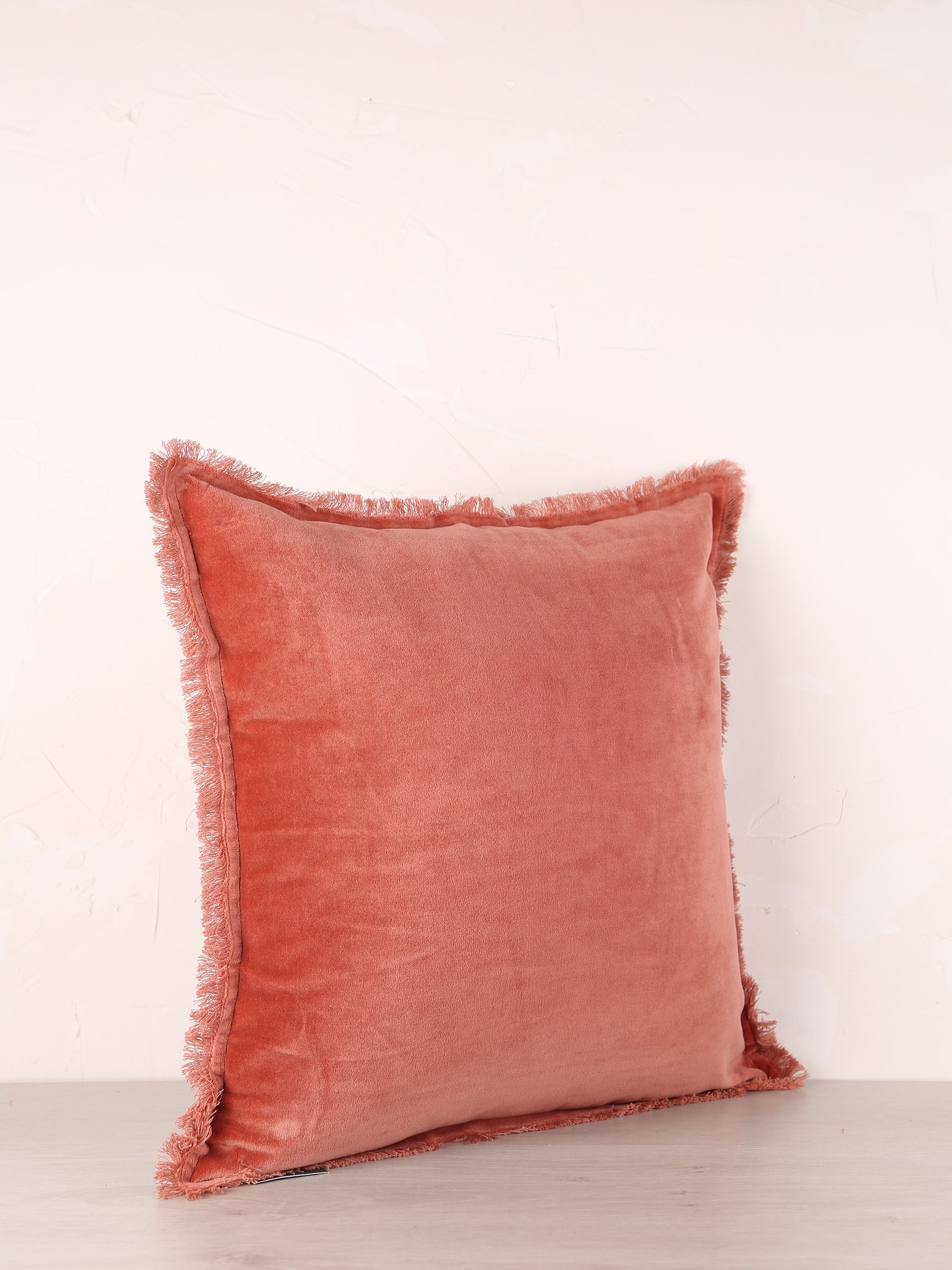 Fara Fringed Velvet Cushion - Sienne - 3 Sizes Avaliable