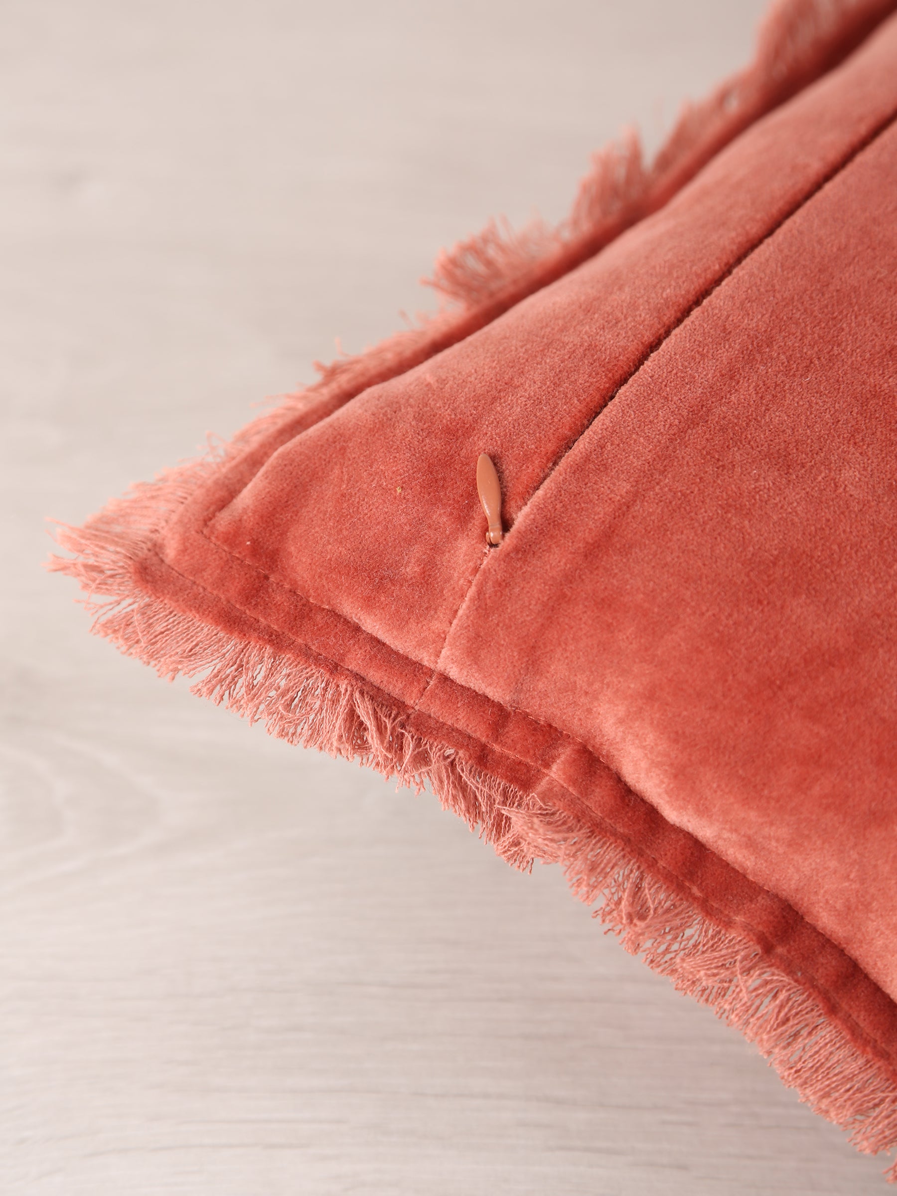 Fara Fringed Velvet Cushion - Sienne - 3 Sizes Avaliable