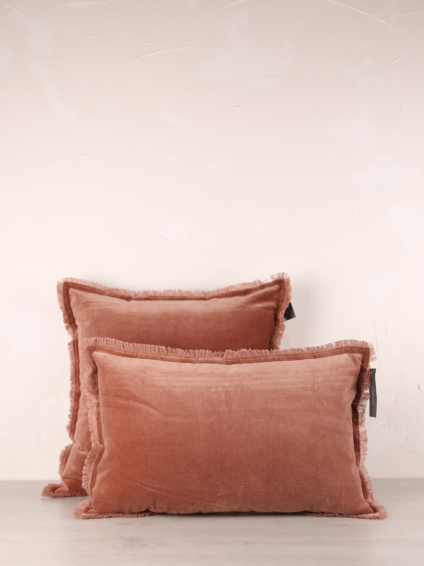 Fara Fringed Velvet Cushion - Rosewood - 3 Sizes Available