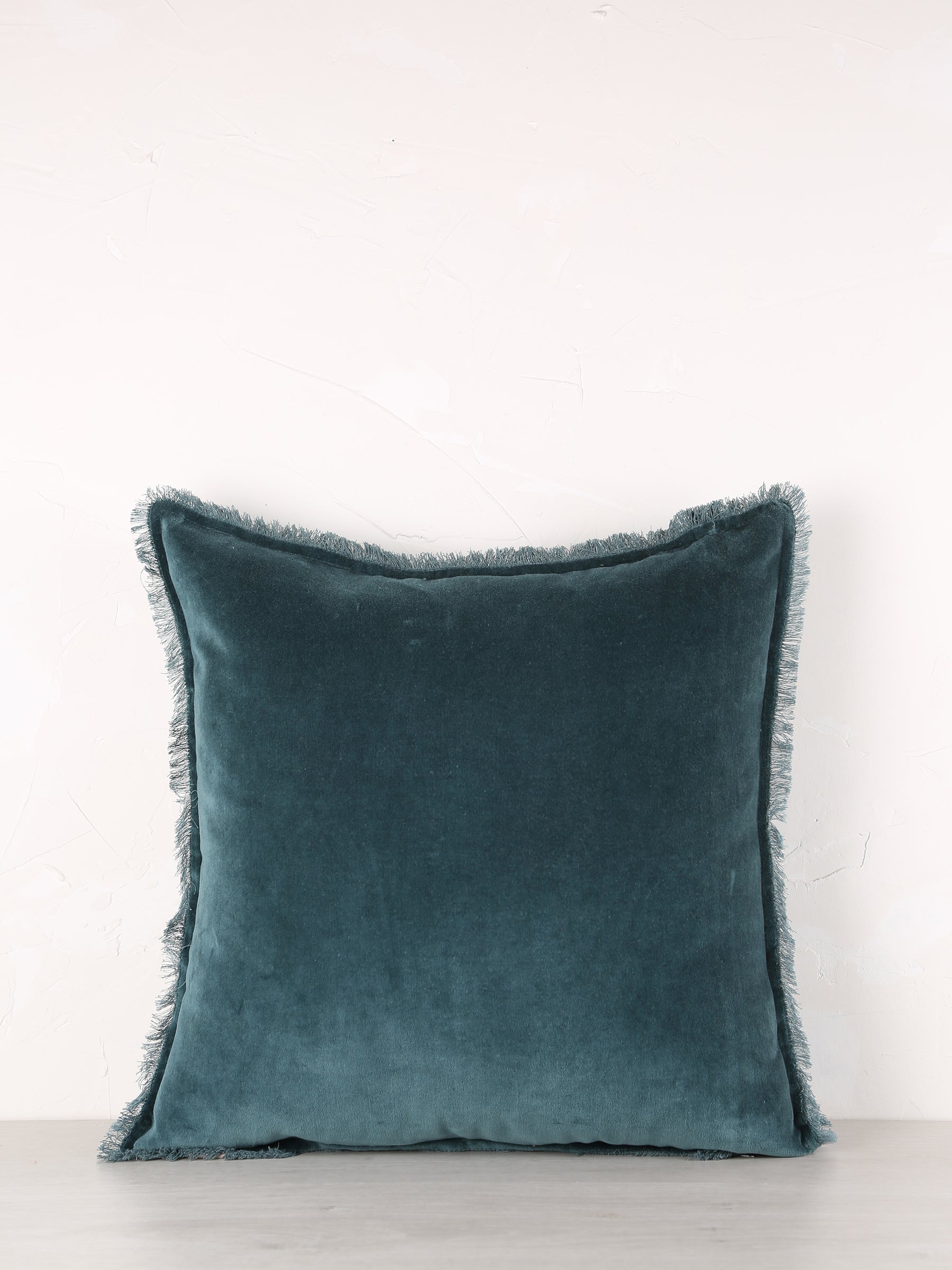 Fara Fringed Velvet Cushion - Corinth - 3 Sizes Available