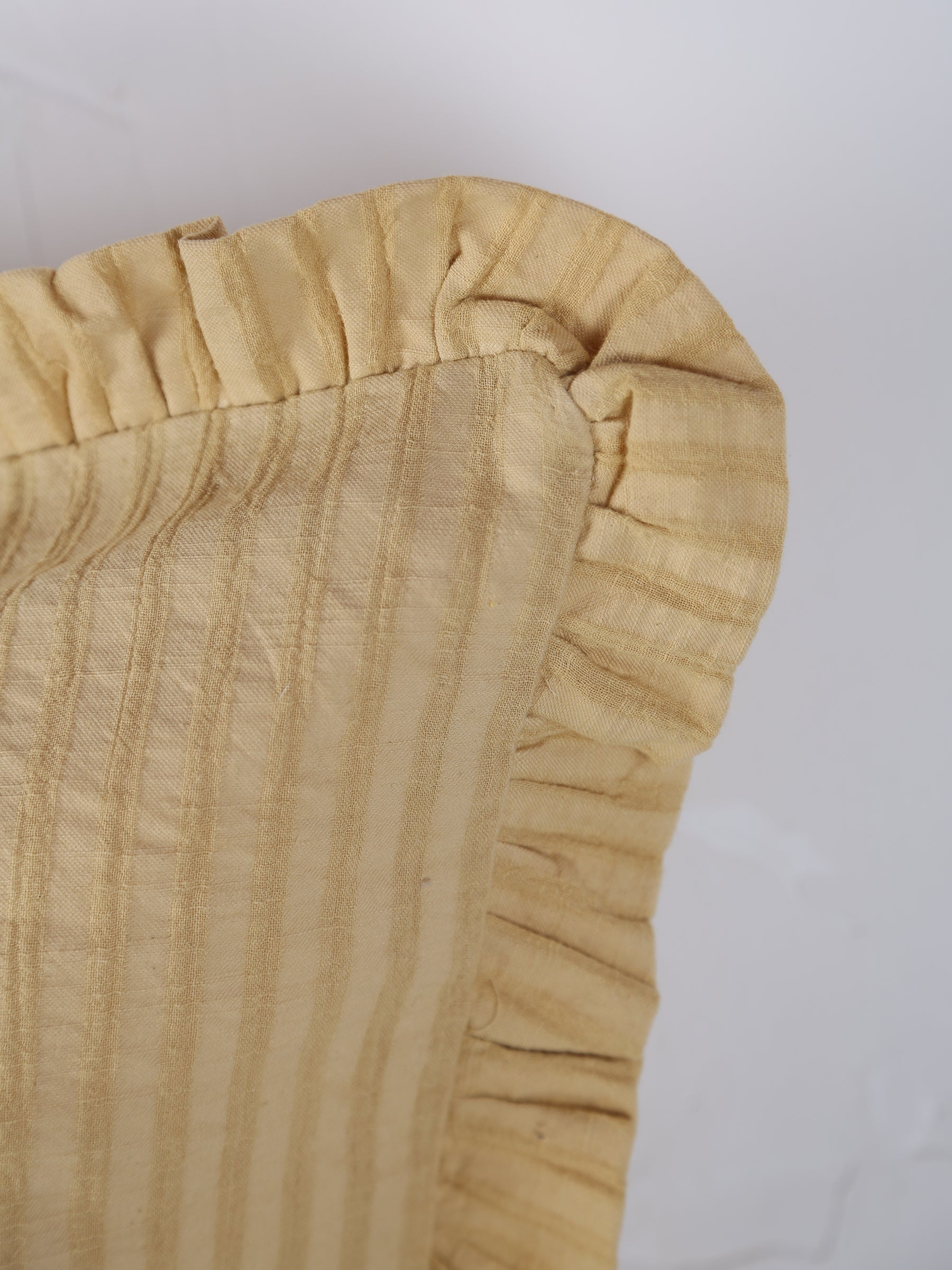 Rubie Ruffled Stripe Cotton Cushion - Light Yellow