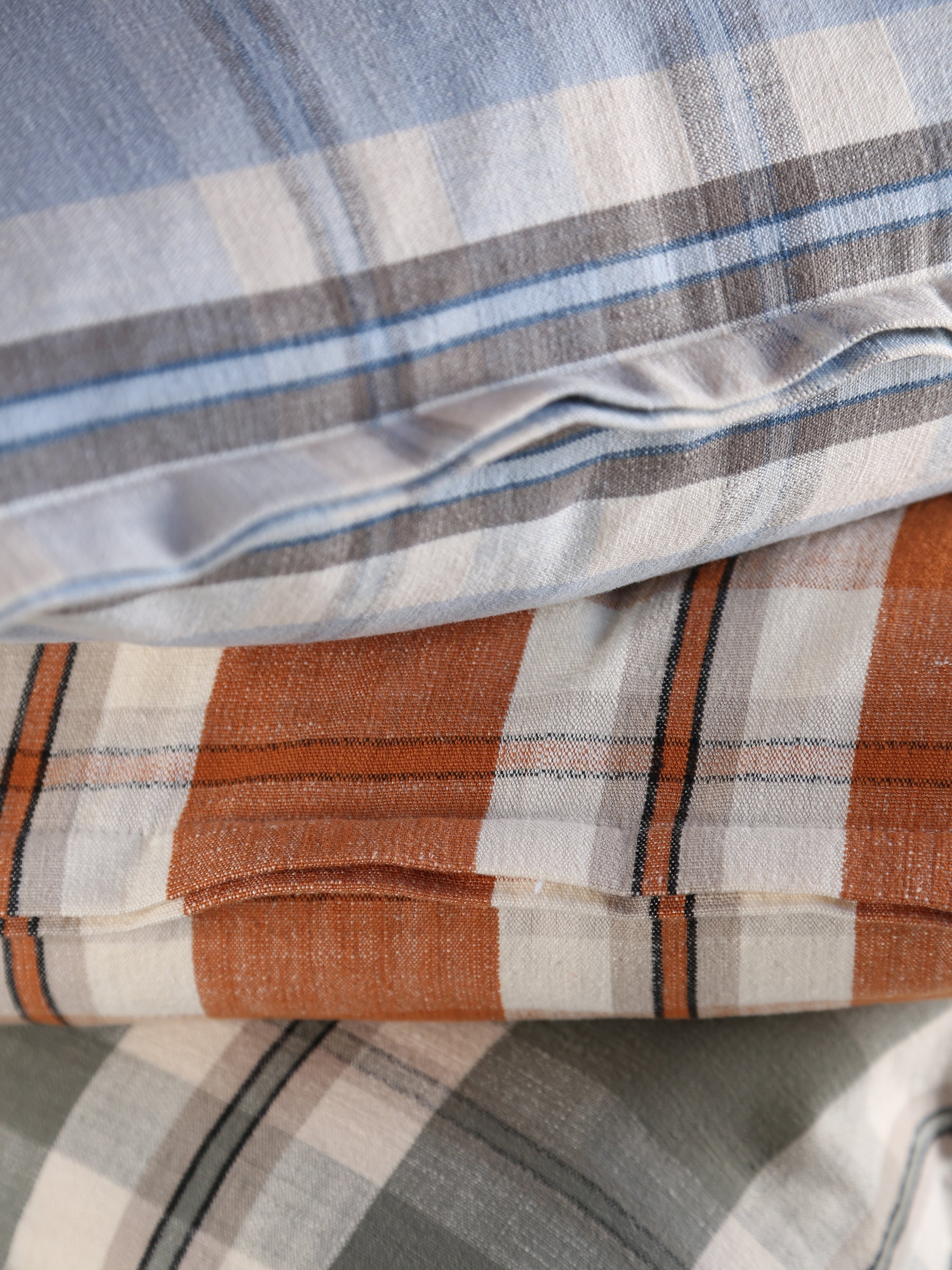 Dawn Checked Cotton Cushion - Khaki, Off White, Black