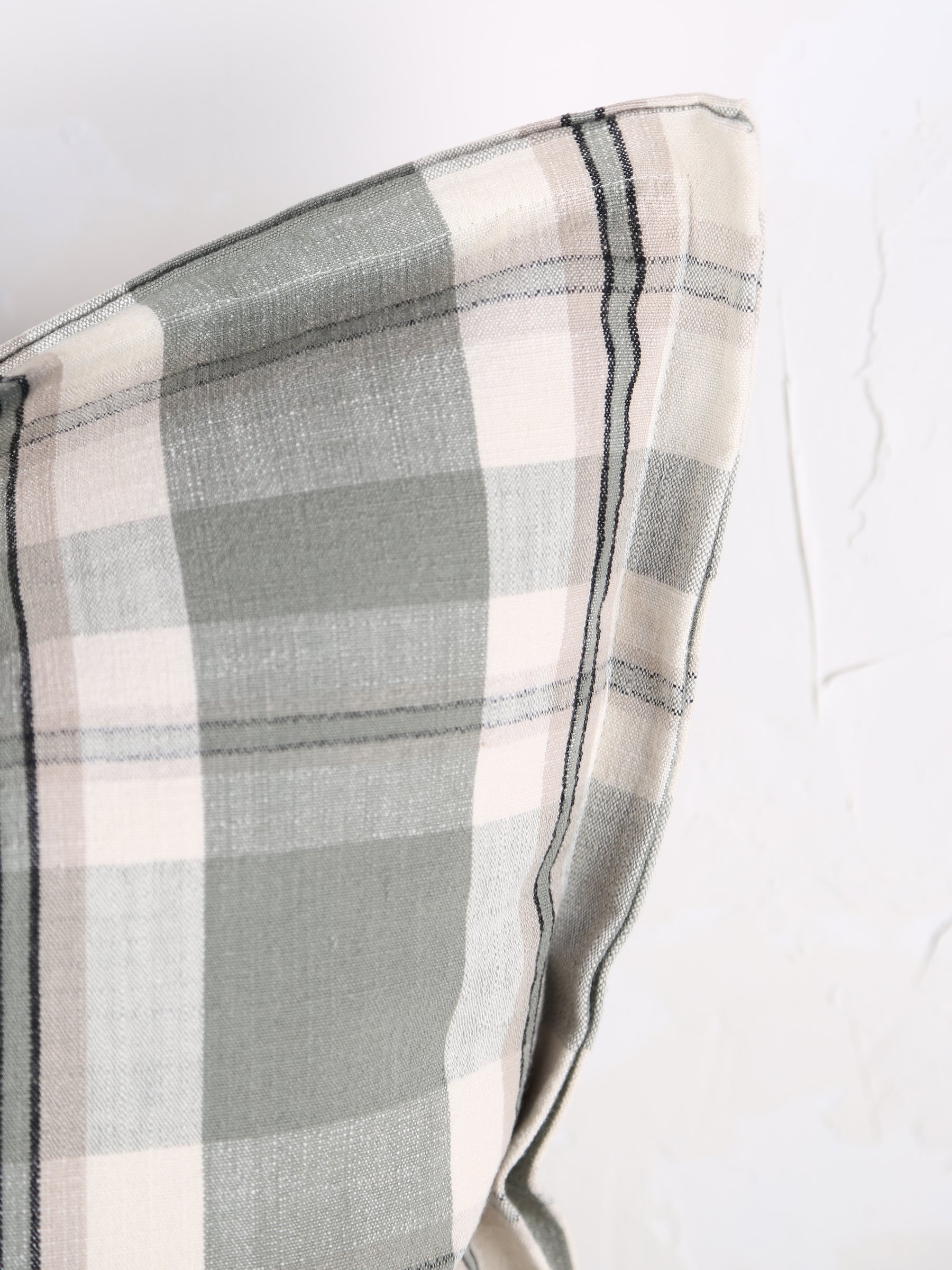 Dawn Checked Cotton Cushion - Khaki, Off White, Black