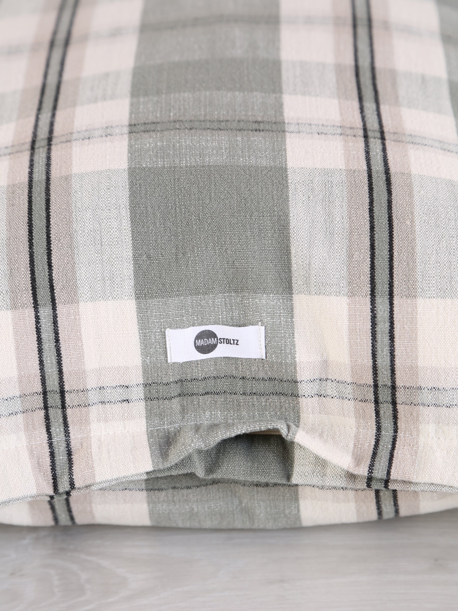 Dawn Checked Cotton Cushion - Khaki, Off White, Black