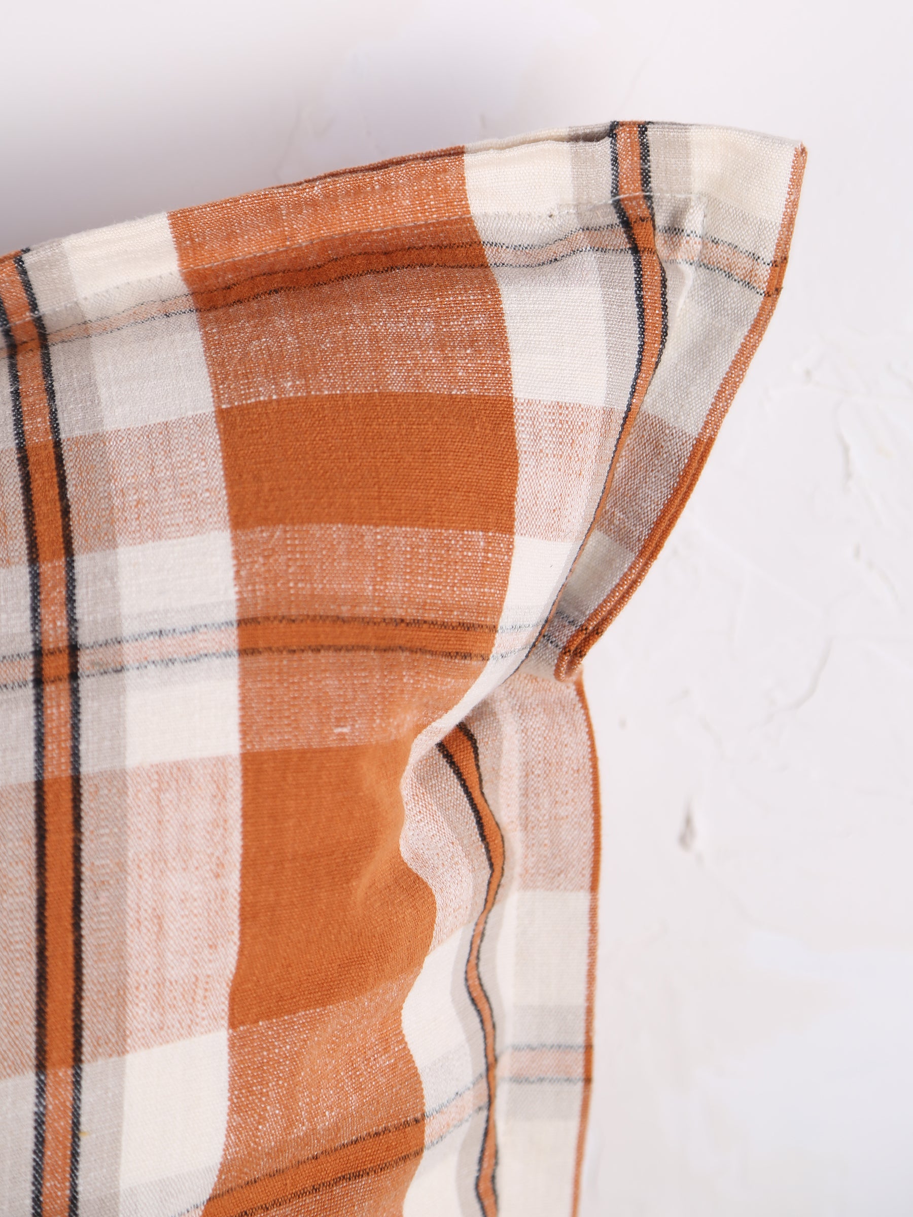 Dawn Checked Cotton Cushion - Bronze Apricot, Off White, Light Grey, Black