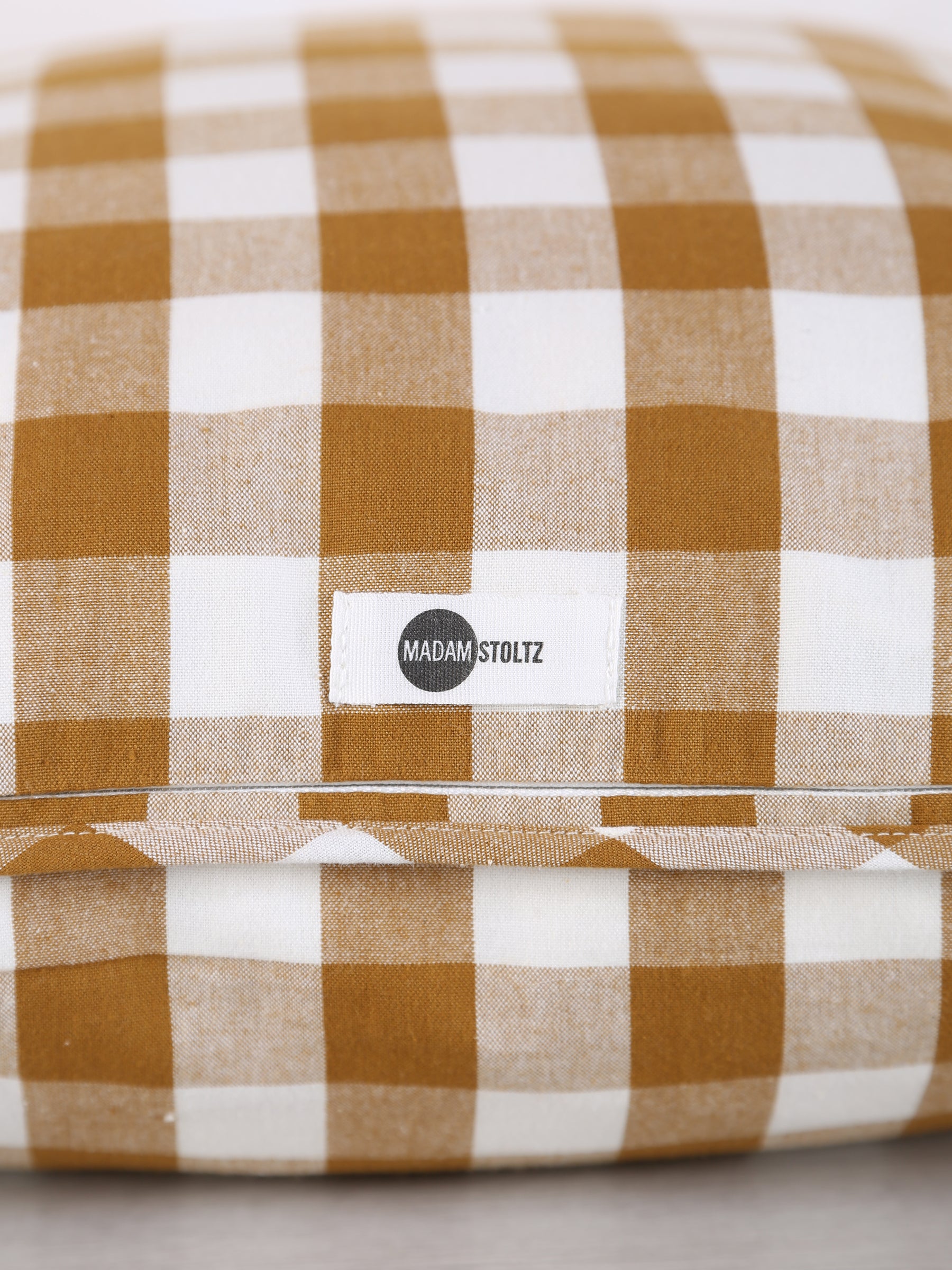 Cecilia Gingham Woven Printed Cushion - Ochre, Cream - 50x50cm