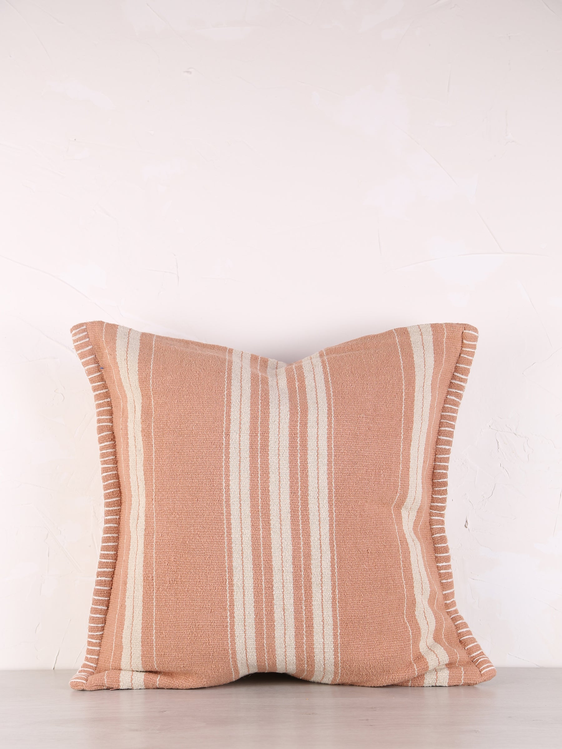 Fern Striped Jute Textured Cushion - Dusty Rose, Off White