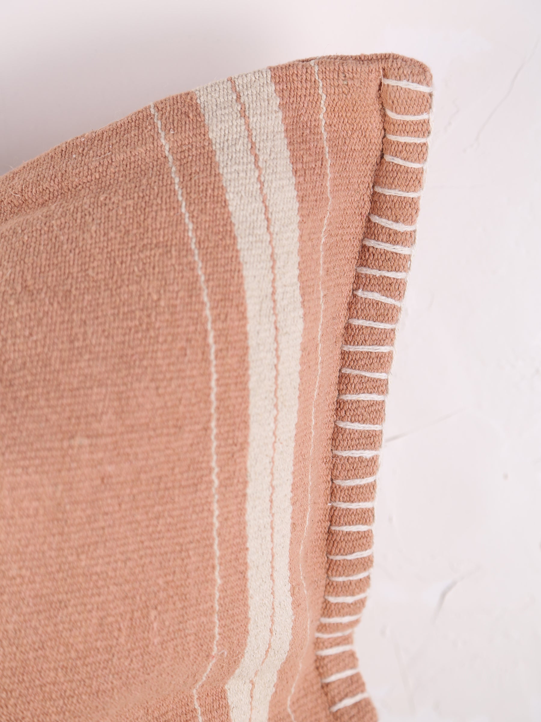 Fern Striped Jute Textured Cushion - Dusty Rose, Off White