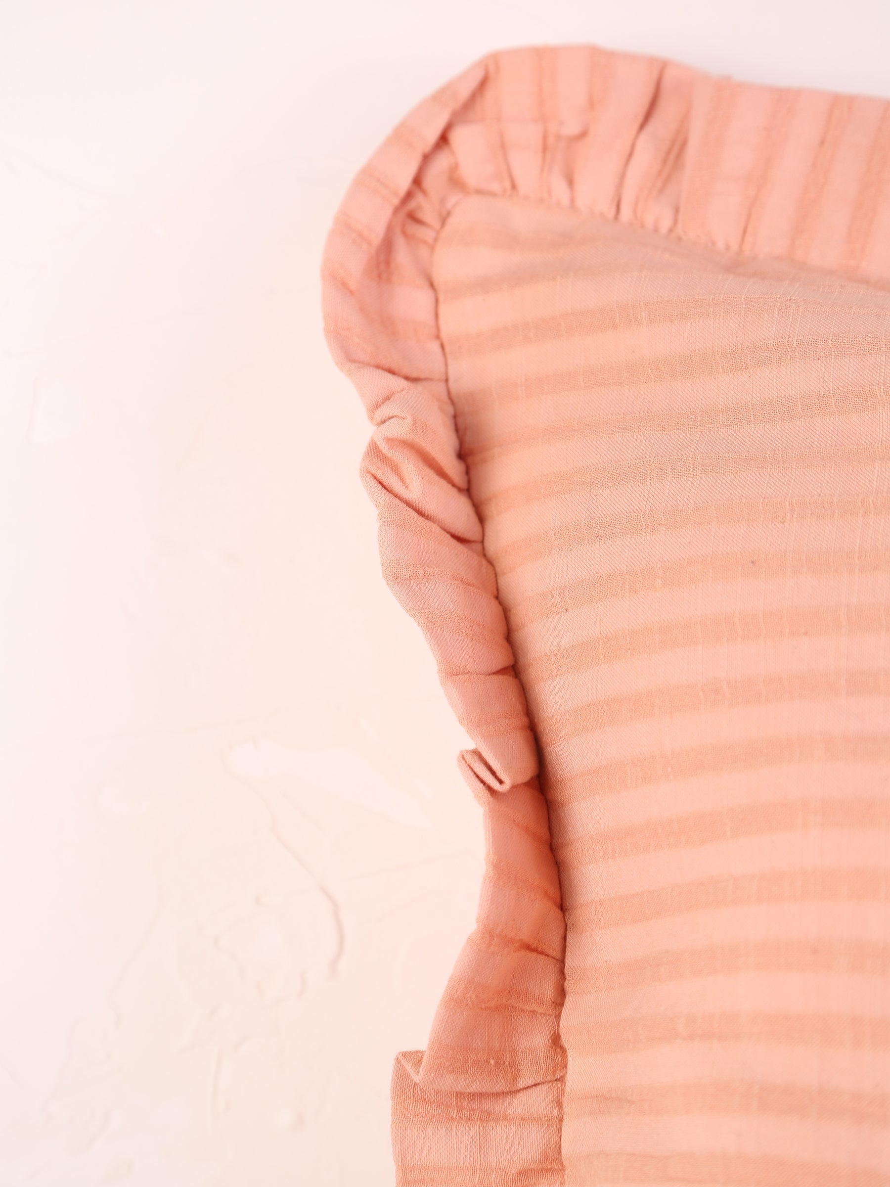 Rubie Ruffled Stripe Cotton Cushion - Peach Pink