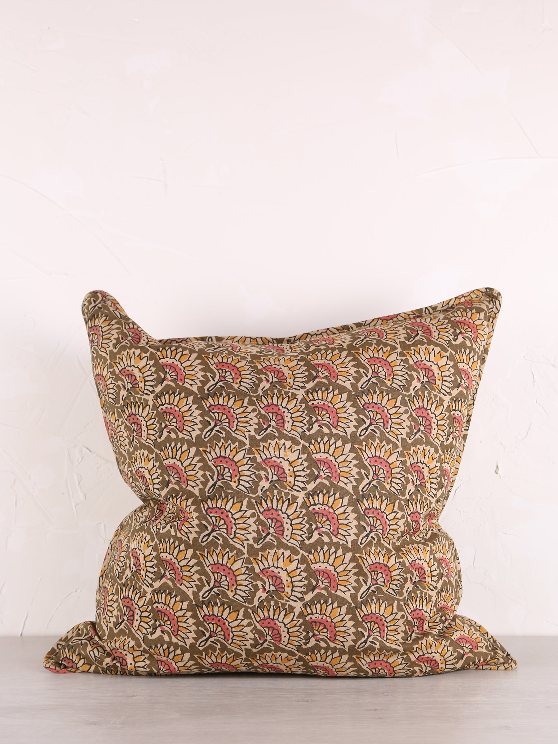 Feria Bohemian Printed Cushion - Olive, Sand, Old Rose, Mustard - 50x50cm