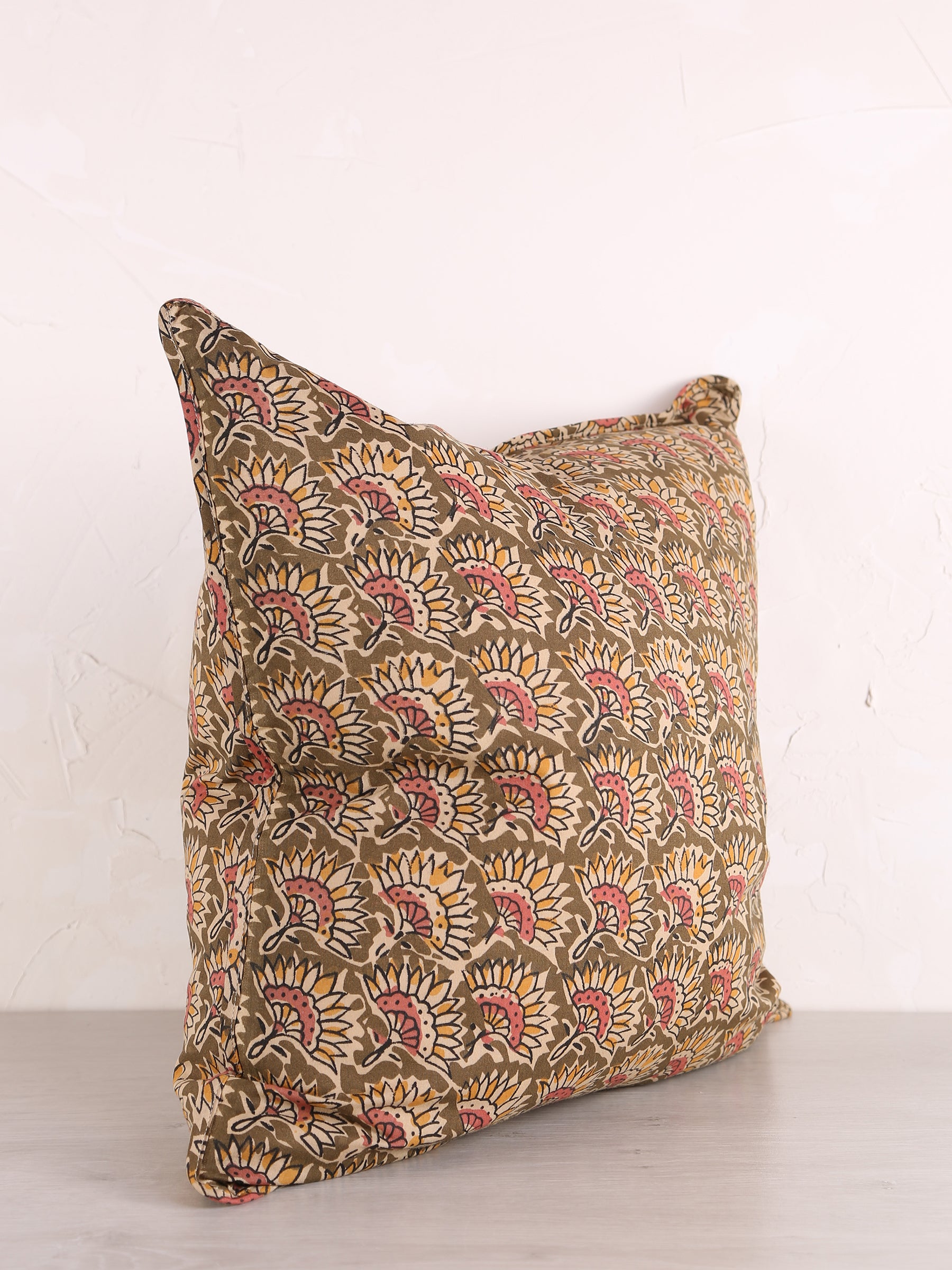 Feria Bohemian Printed Cushion - Olive, Sand, Old Rose, Mustard - 50x50cm