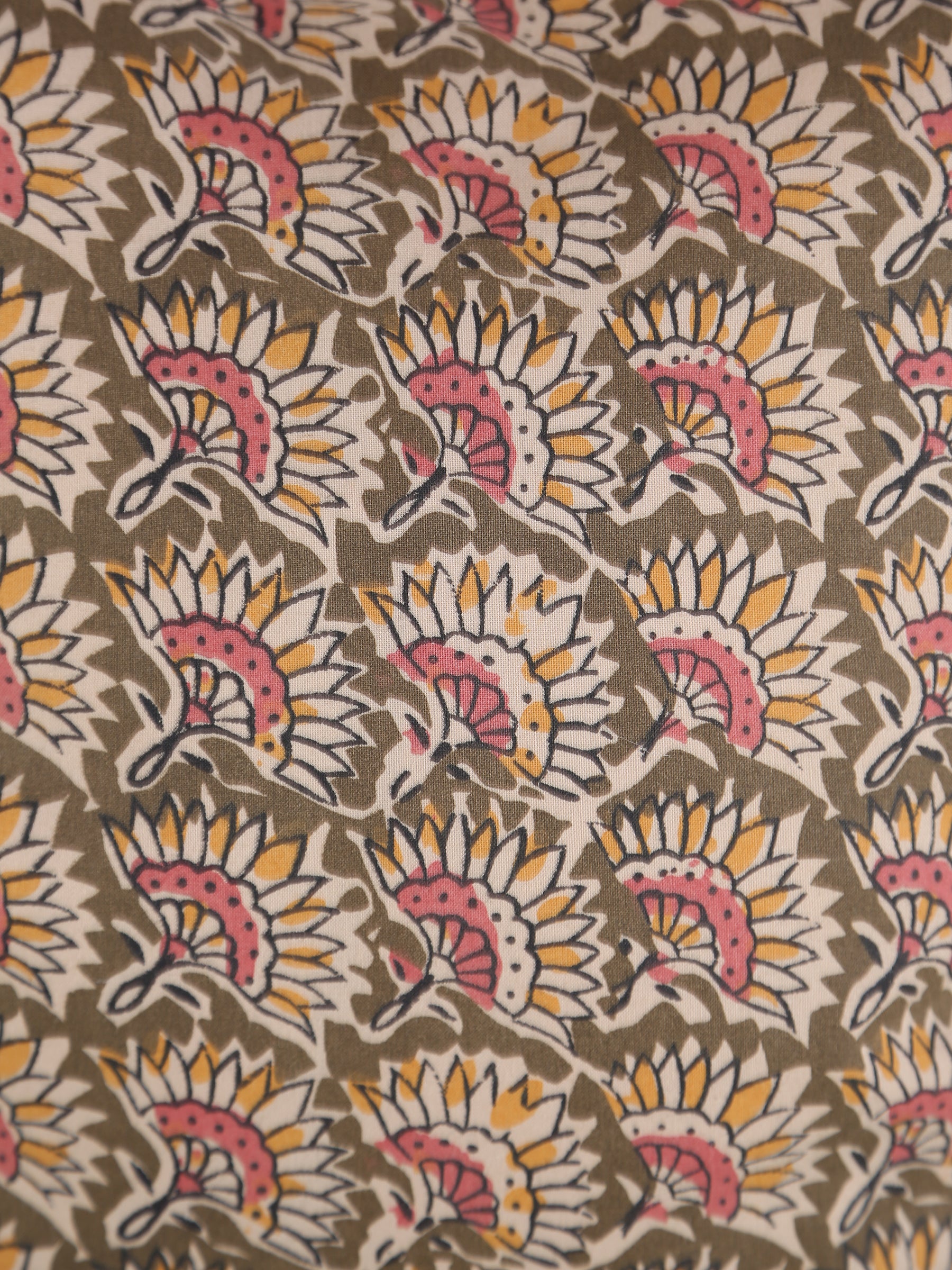 Feria Bohemian Printed Cushion - Olive, Sand, Old Rose, Mustard - 50x50cm