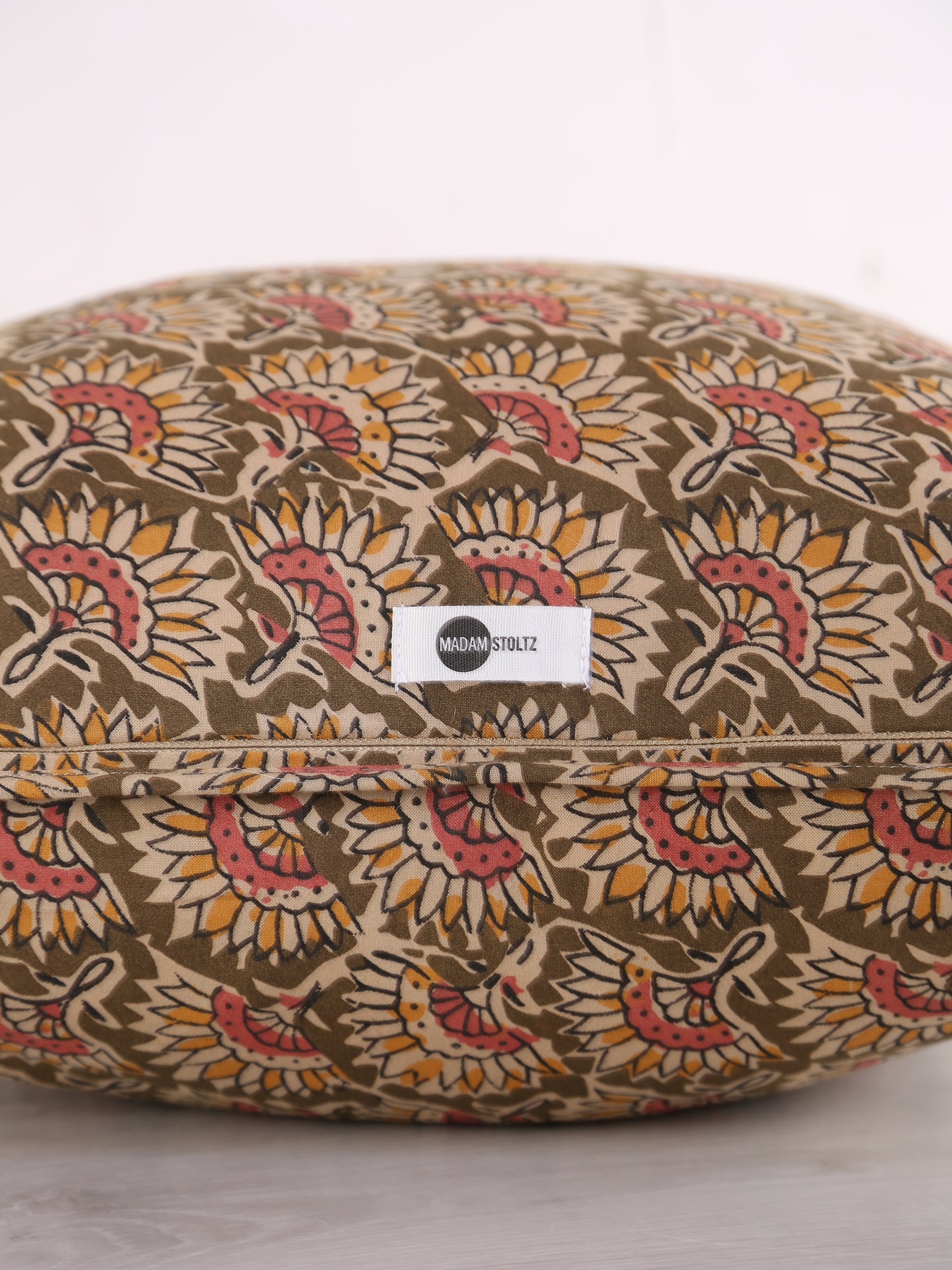 Feria Bohemian Printed Cushion - Olive, Sand, Old Rose, Mustard - 50x50cm