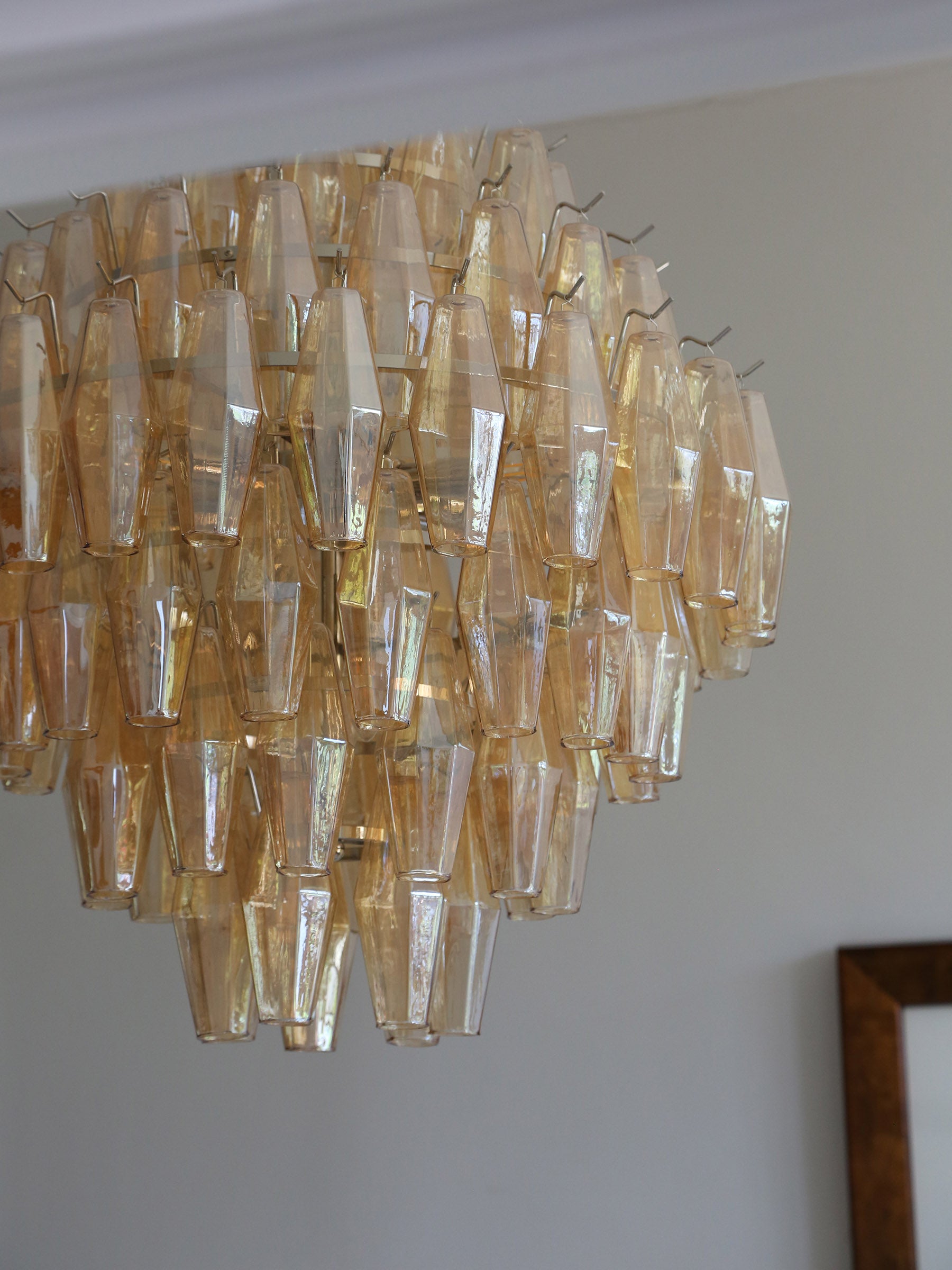 Cascading Glass Chandelier - Golden Amber