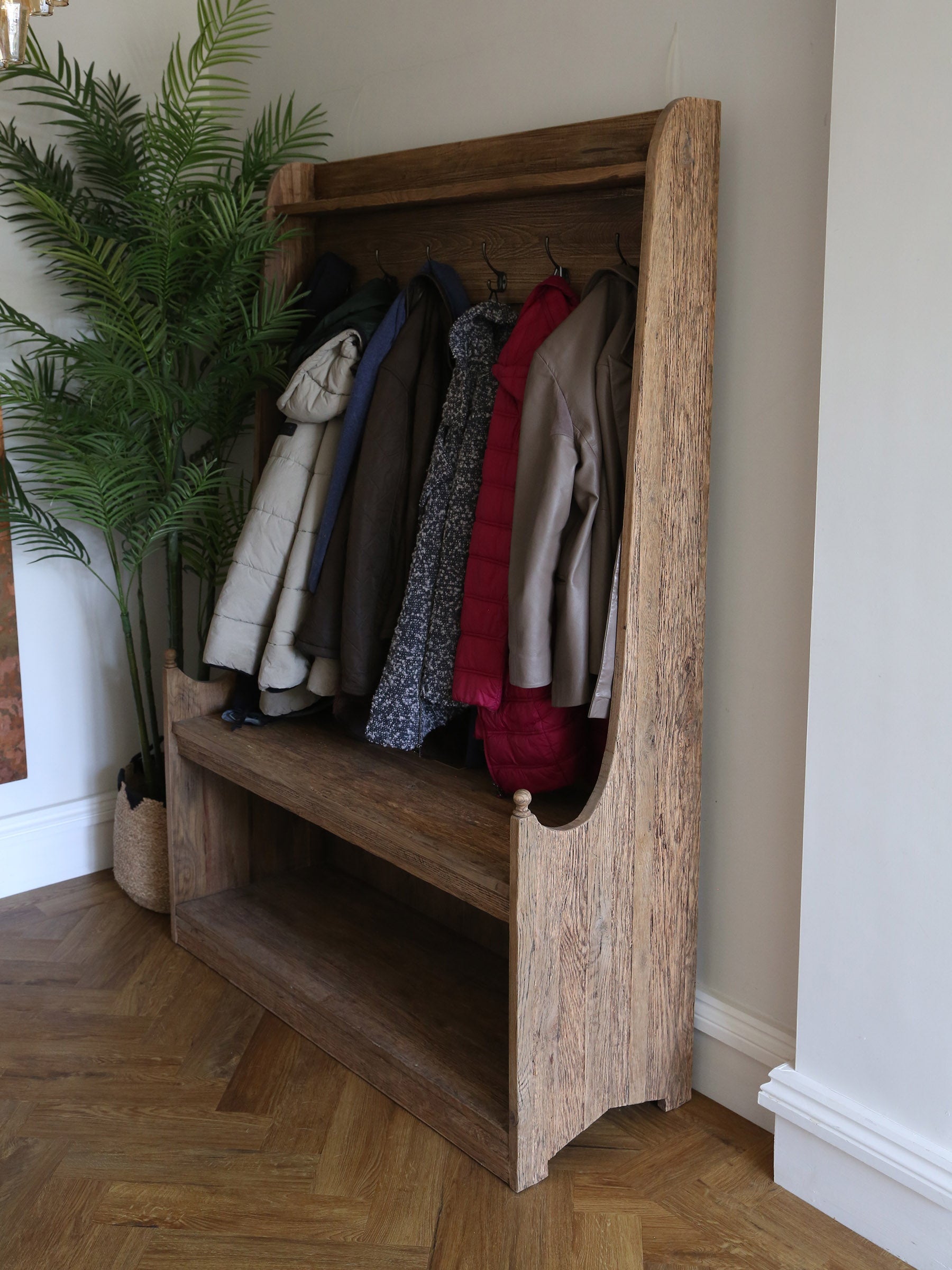 Rustic Hallway Bench And Storage Unit - Recycled Oak