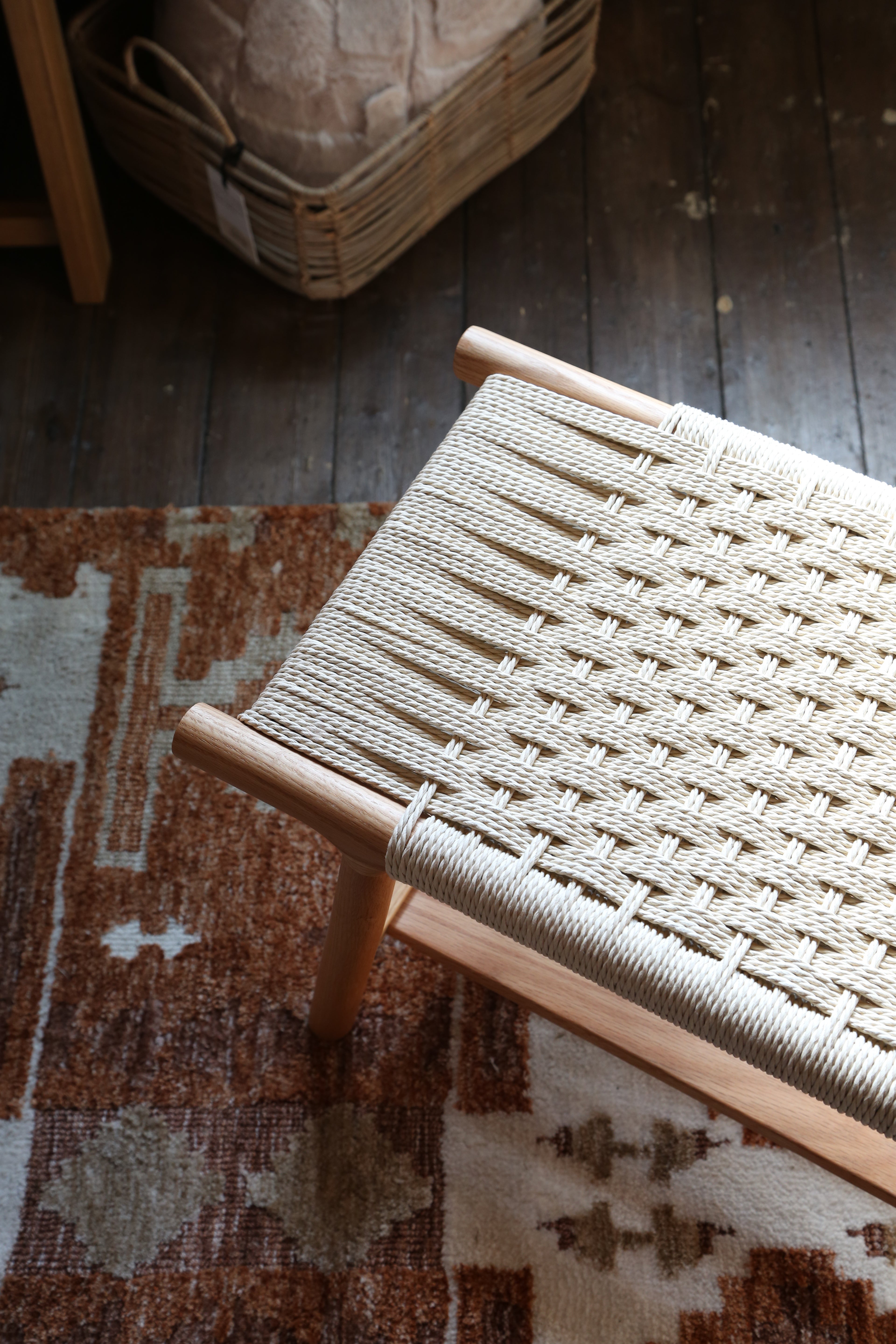 Kintaro Solid Oak, Woven Bench - 2 Colours & 2 Sizes Available