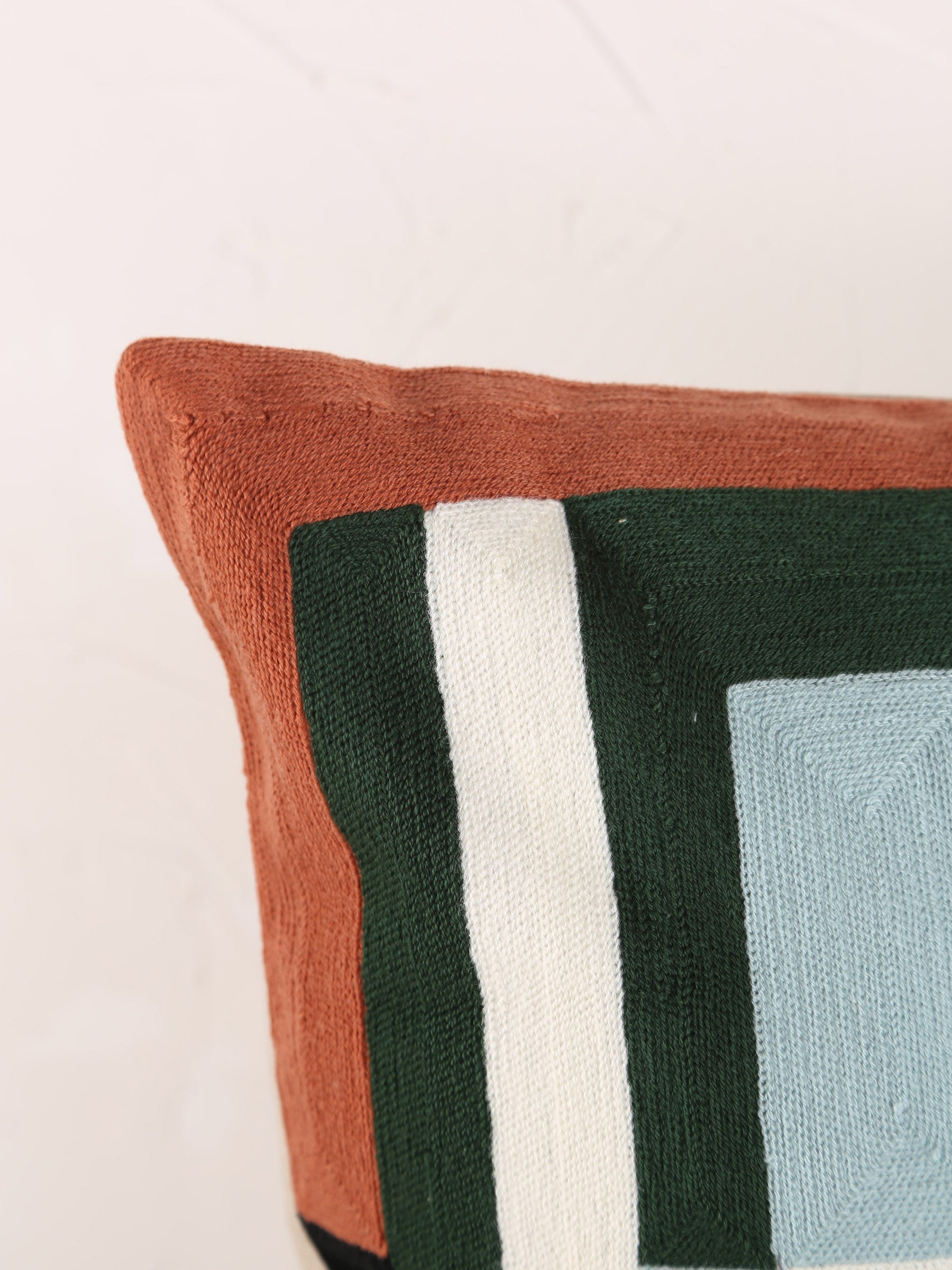 Jason Geometric Embroidered Cushion - Ciel Rust - 45x45cm