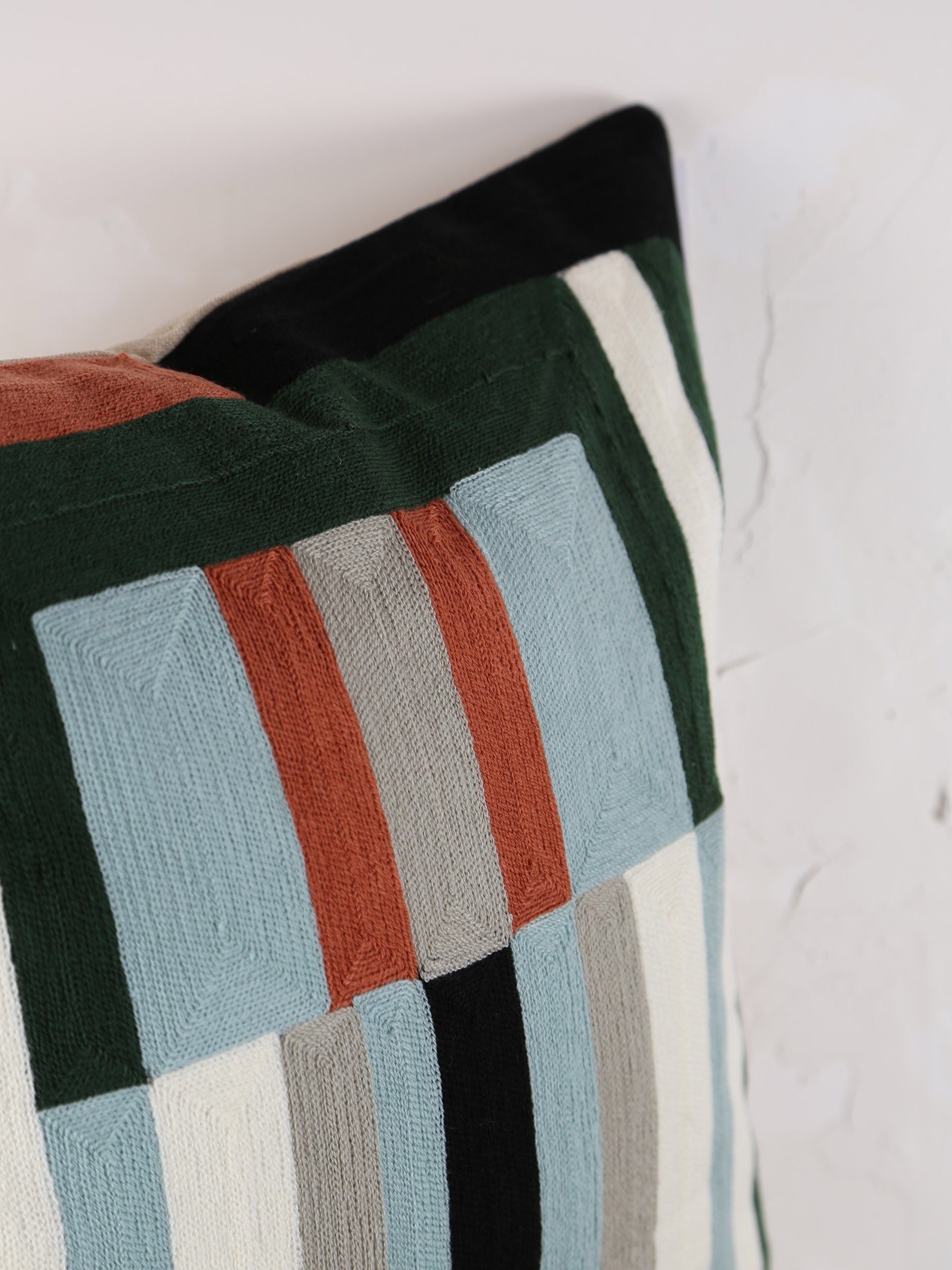 Jason Geometric Embroidered Cushion - Ciel Rust - 45x45cm